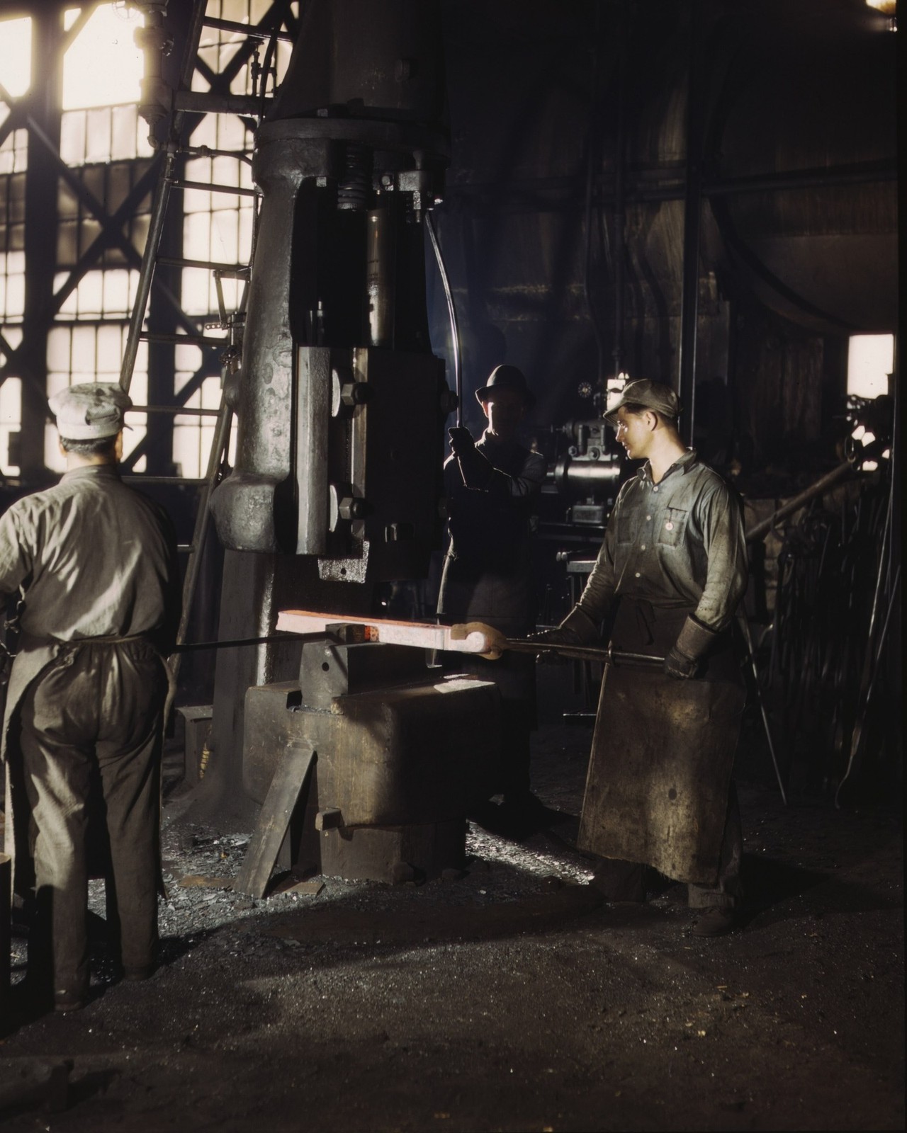 Working with a Small Steam Drop Hammer Vintage Americana 1943 8x10 Photo Reprint