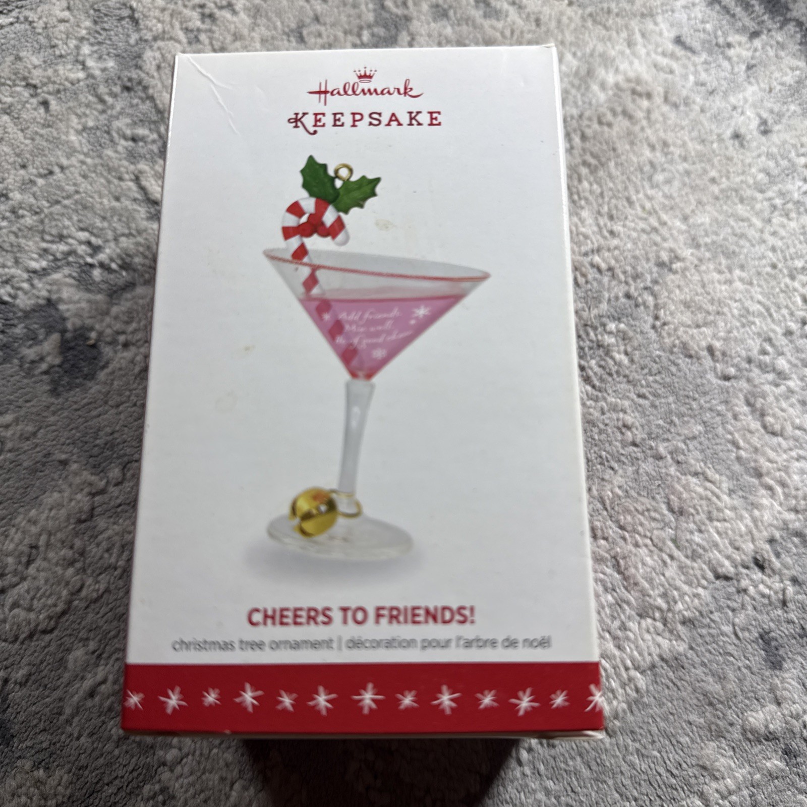 Hallmark Cheers to Friends Candy Cane Pink Martini Drink Bell Holly 2016 Hallmark Cheers to Friends Candy Cane Pink Martini Drink Bell Holly 2016