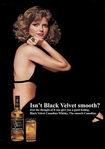 1975 CHERYL TIEGS Model & Black Velvet Whisky DECORATIVE REPLICA METAL SIGN 1975 CHERYL TIEGS Model & Black Velvet Whisky DECORATIVE REPLICA METAL SIGN