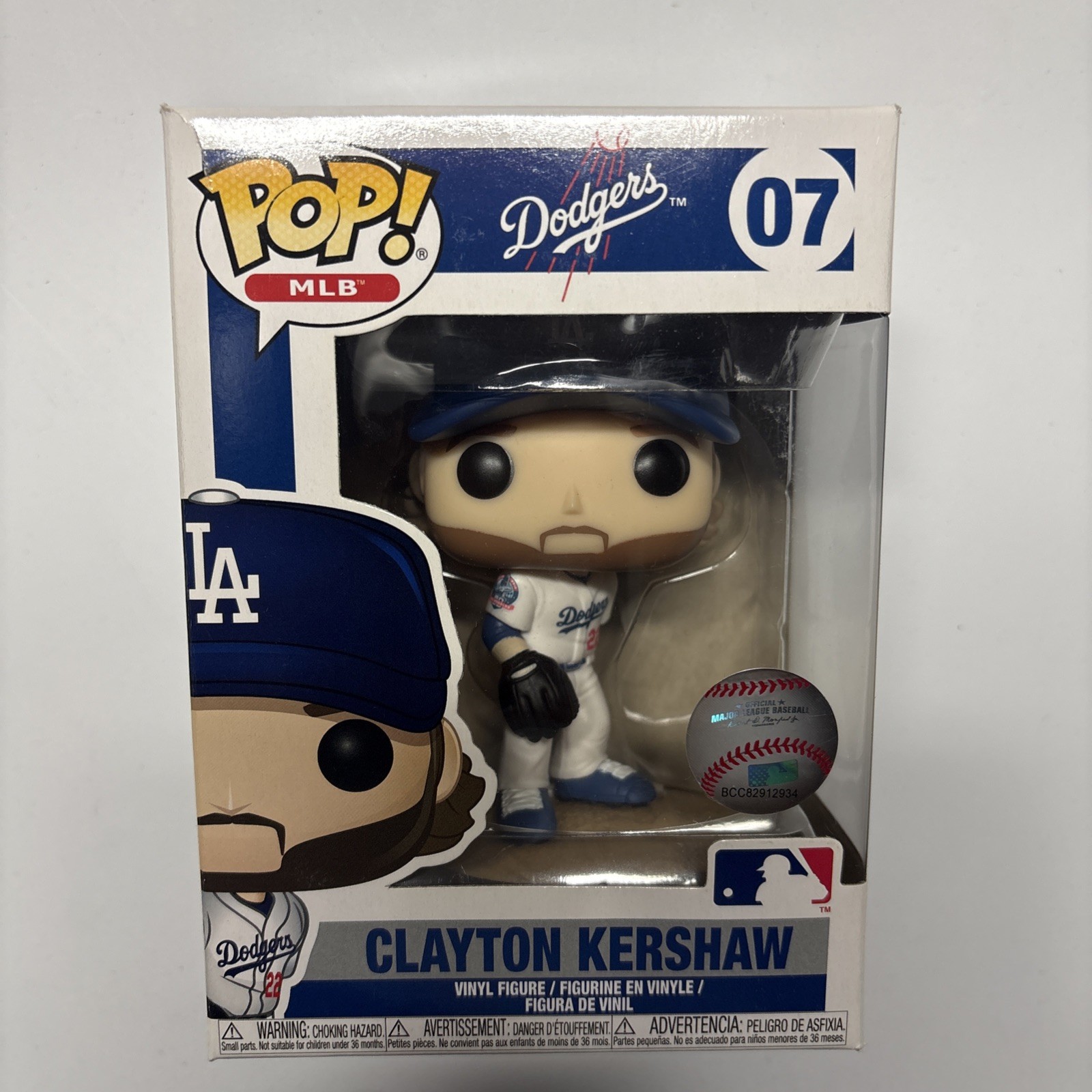 Funko Pop MLB: Clayton Kershaw #07 (White Home Jersey) LA Dodgers FLAWED BOX