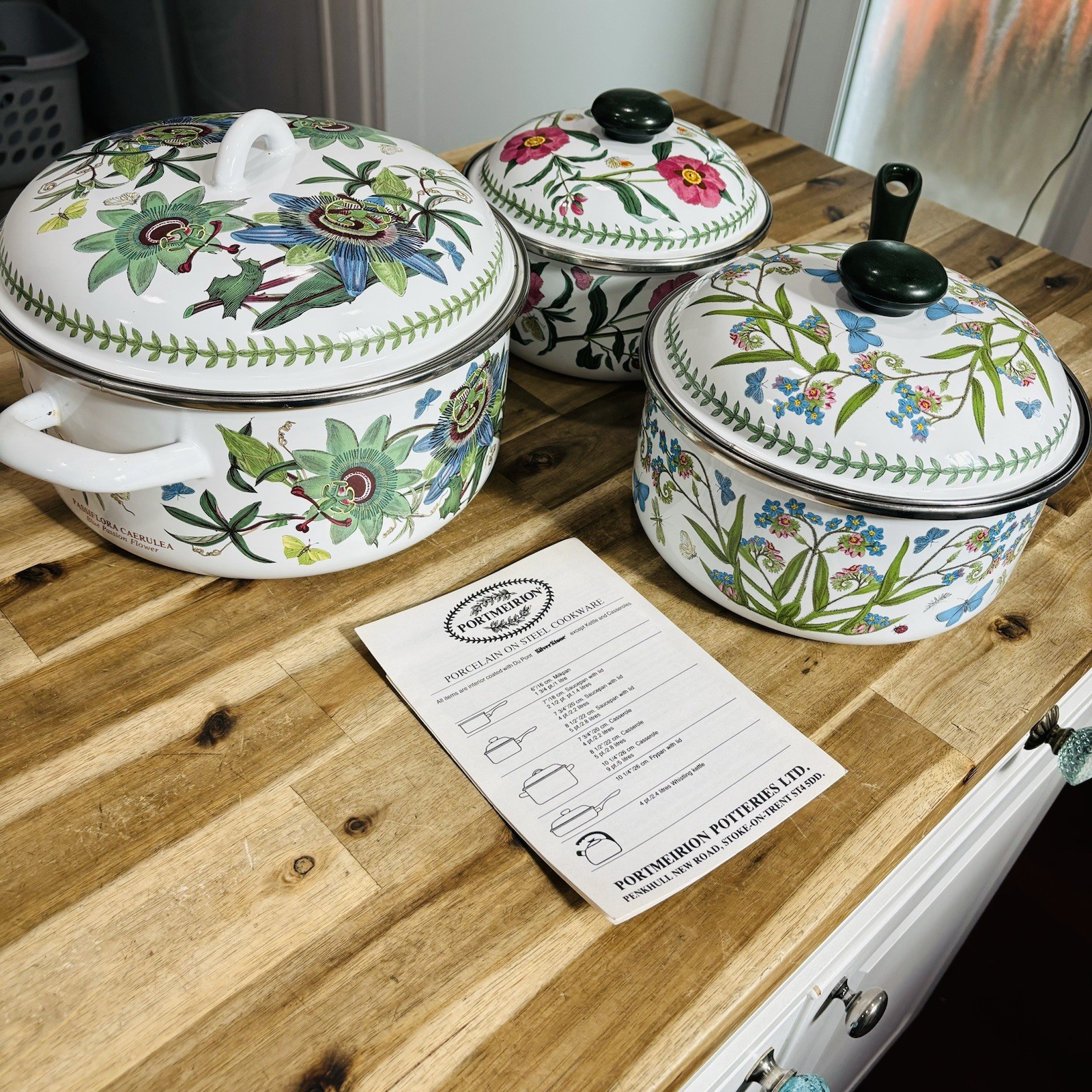 Portmeirion Botanic Garden Enamel Cooking Pots Sauce Pans & Lids Porcelain Steel