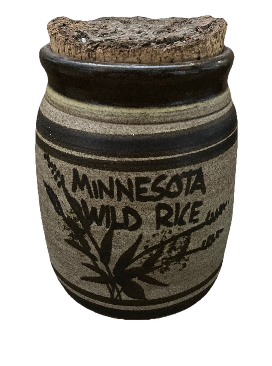 Minnesota Wild Rice Pottery Crock Ducks Rice Plants Cork Stopper *3A