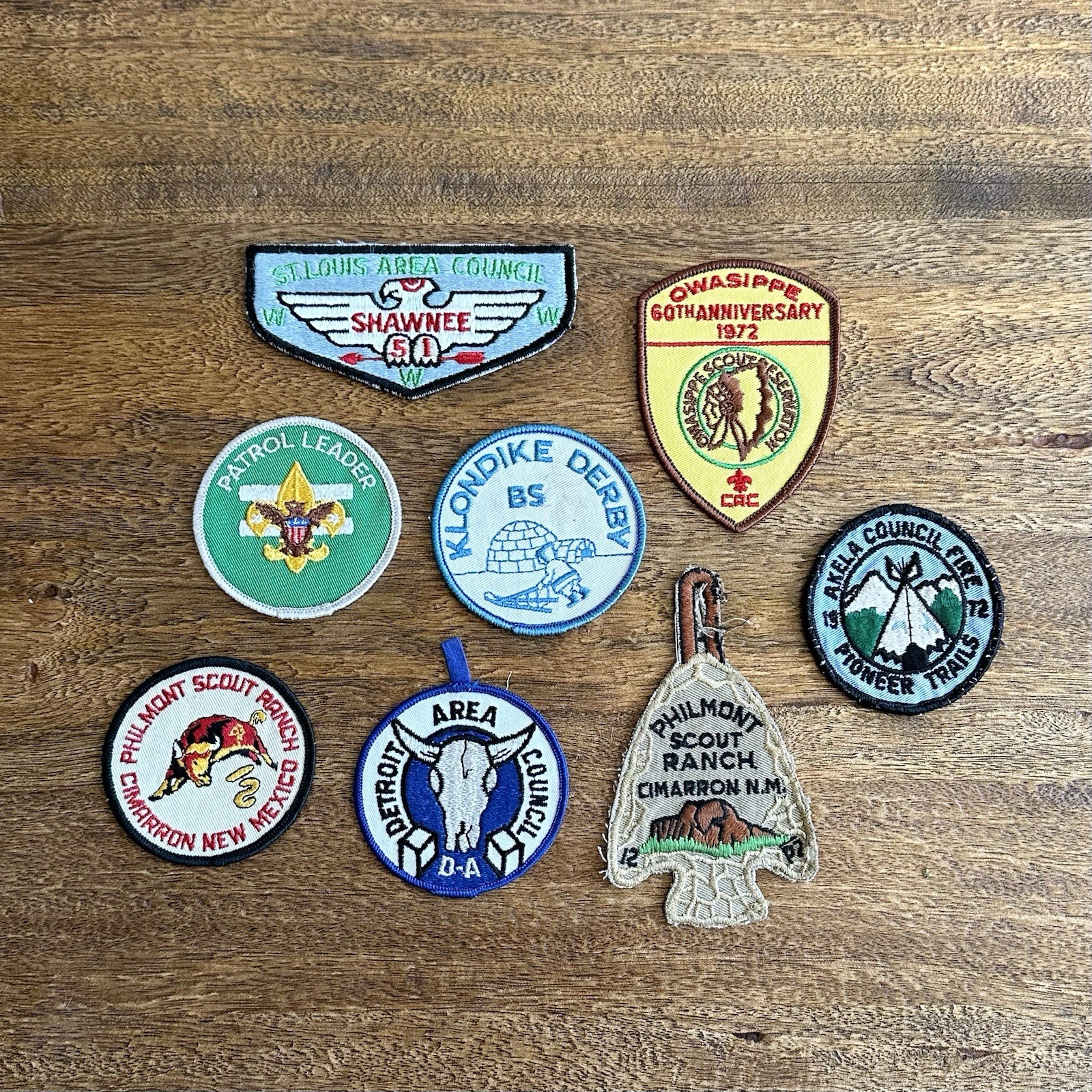 Vintage Lot (8) BSA Patches Flap Arrow Scout Ranch Shawnee USA 70s 80s Boy Scout