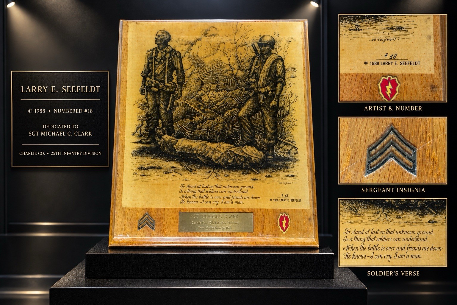Larry E. Seefeldt 1988 Numbered #18 Military Memorial Plaque – 25th Infantry