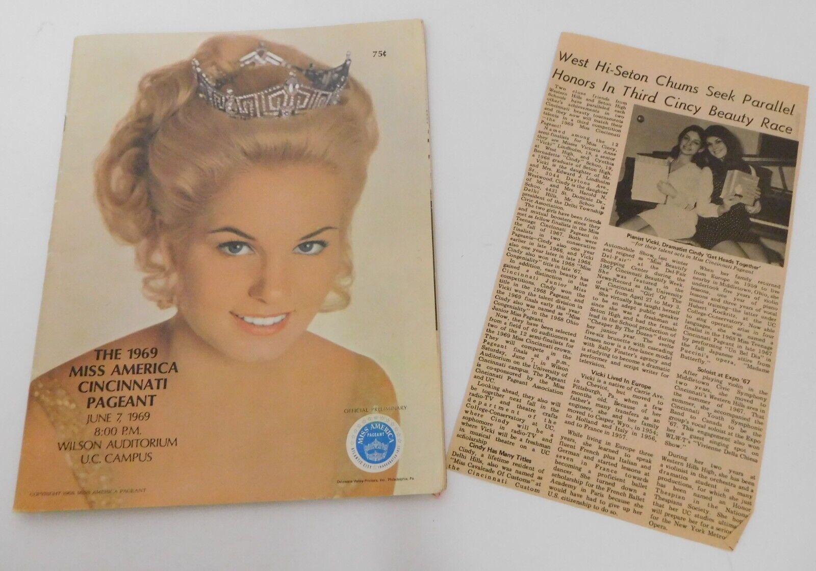 The 1969 Miss America Cincinnati Pageant Official Program & Clipping