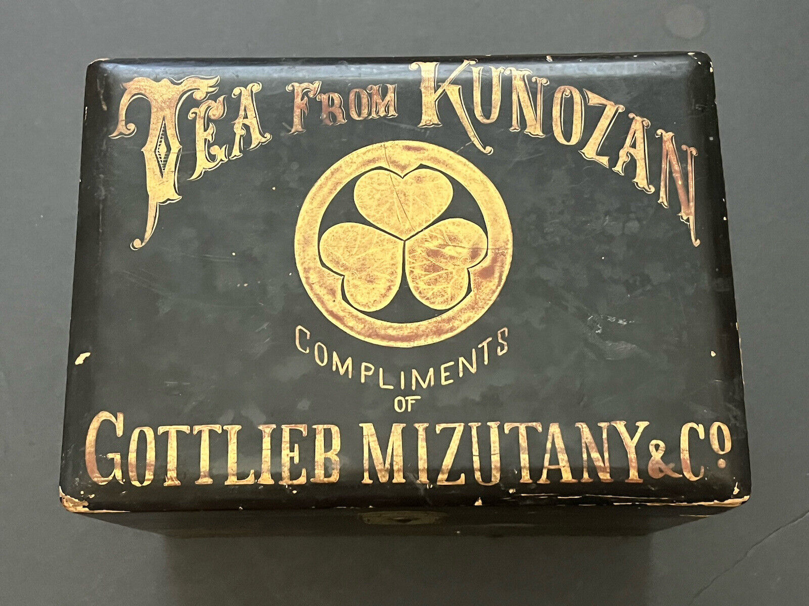 Antique Japanese Tea Caddy Lacquerware Box Kunozan Gottlieb Mizutany Mt Fuji