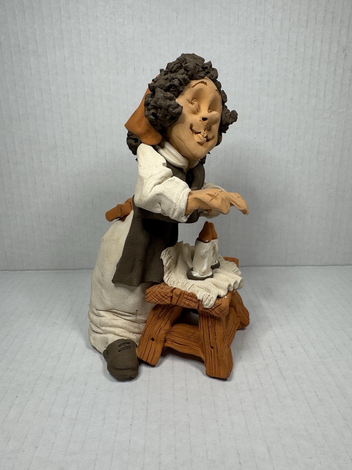 STUNNING SCULPTURE Jewish Woman With Candles at the Bima Denis Filster Judaica