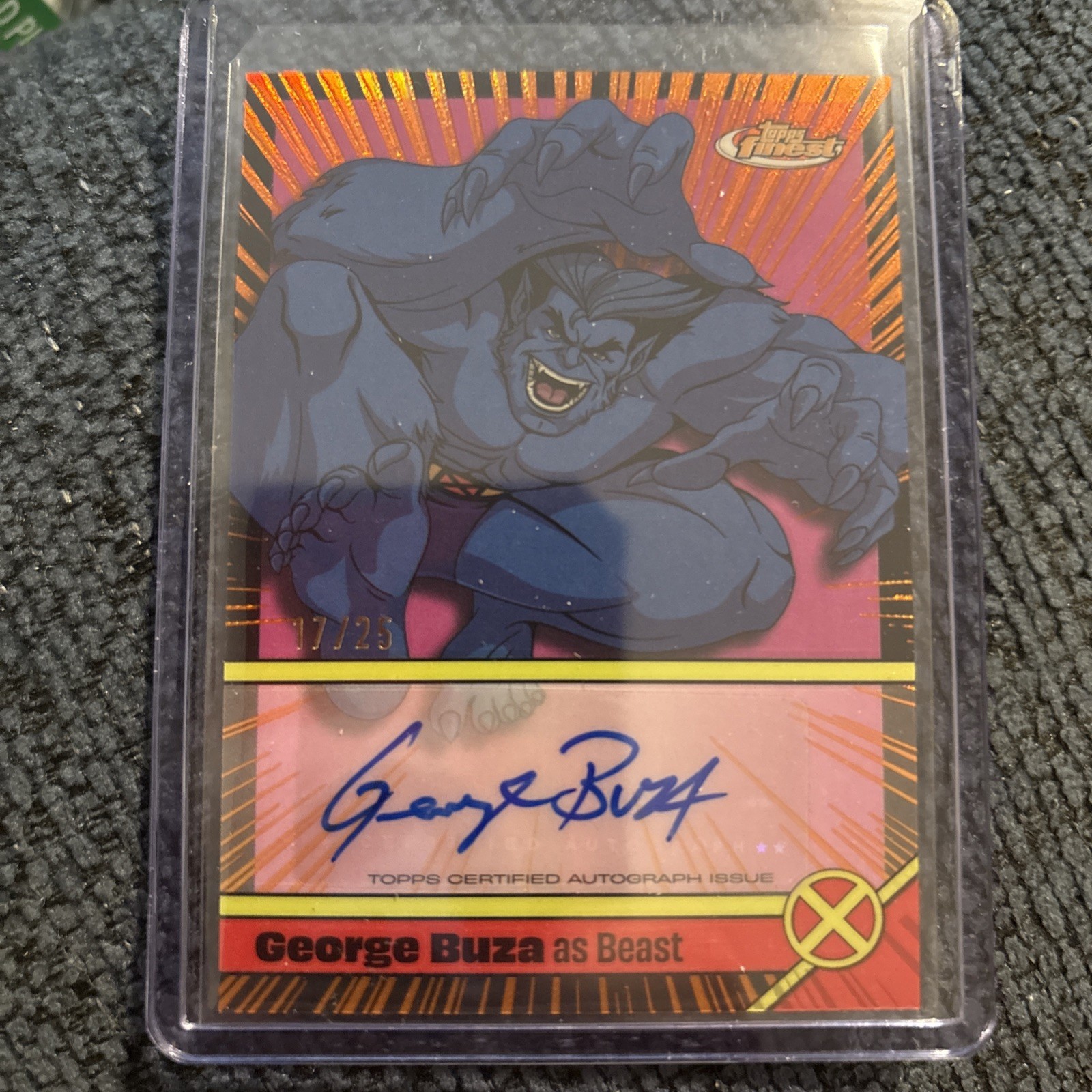 2025 Topps Finest Marvel X-Men '97 George Buza The Beast Auto Orange /25