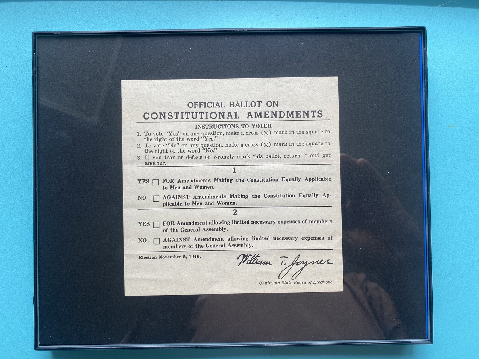 1946 Official Ballot For Constitutional Amendments For Women. 1946 Official Ballot For Constitutional Amendments For Women.