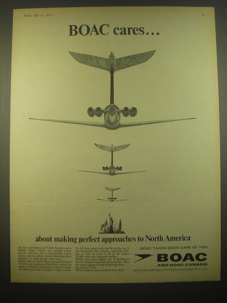 1966 BOAC Airlines Ad - BOAC cares.. About making perfect approaches