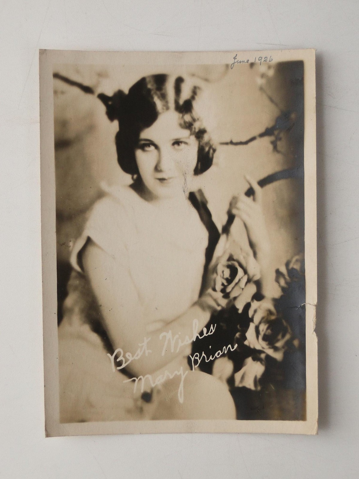 Mary Brian Actress Portrait Roses Best Wishes 1926 VTG Photo Printed Signature