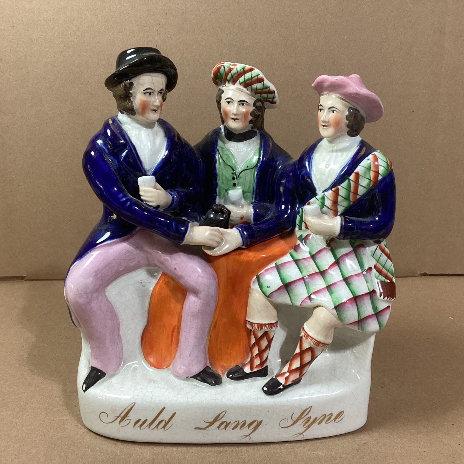 RARE LARGE Antique Victorian Staffordshire Figure Auld Lang Syne 8” Best Offer