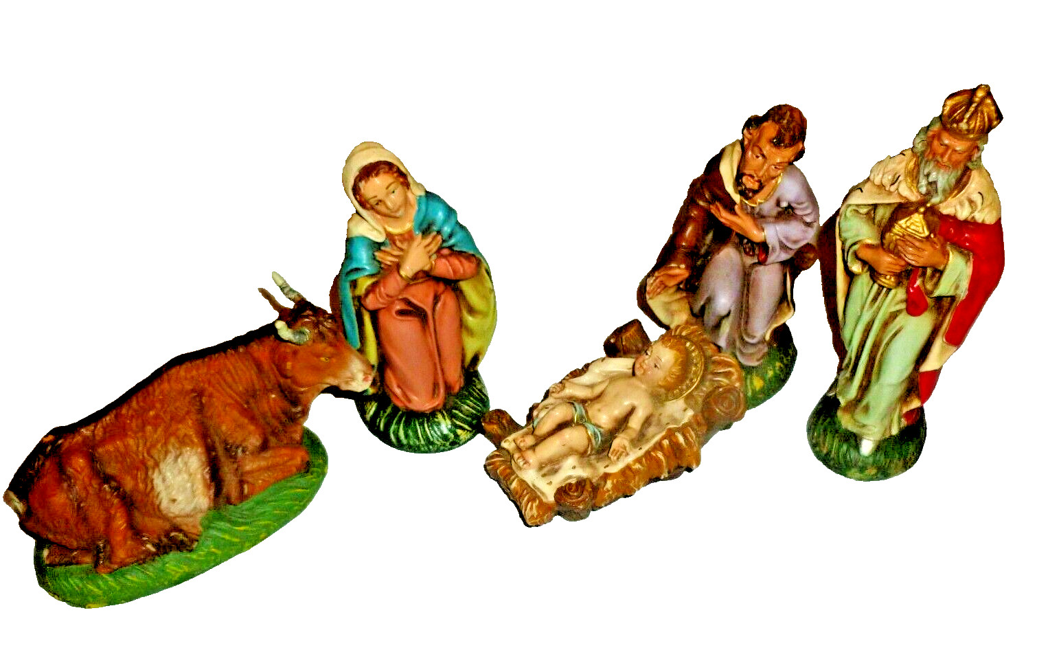 Vintage 5 Piece Nativity Scene Set Hand Painted Christmas Figurines Religious