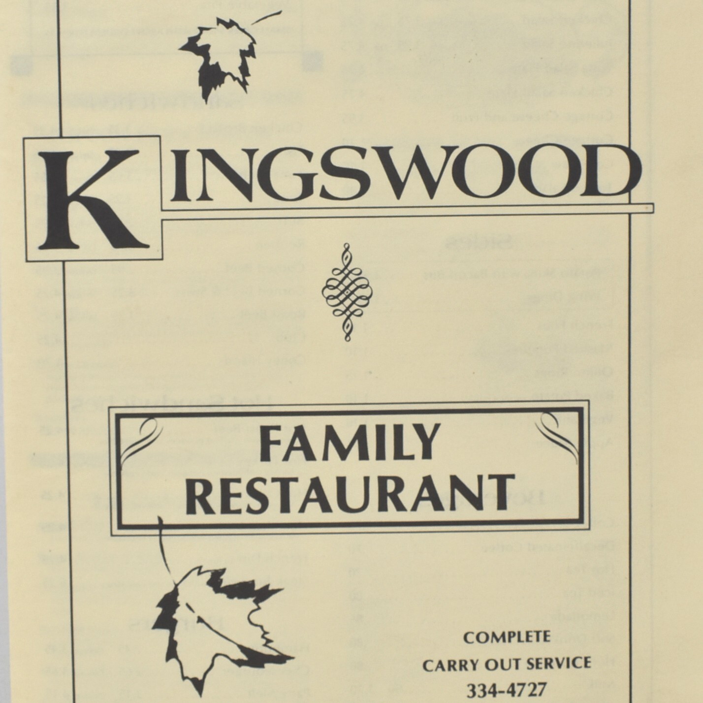 1990s Kingswood Restaurant Menu 2160 Woodward Avenue Bloomfield Hills Michigan 1990s Kingswood Restaurant Menu 2160 Woodward Avenue Bloomfield Hills Michigan