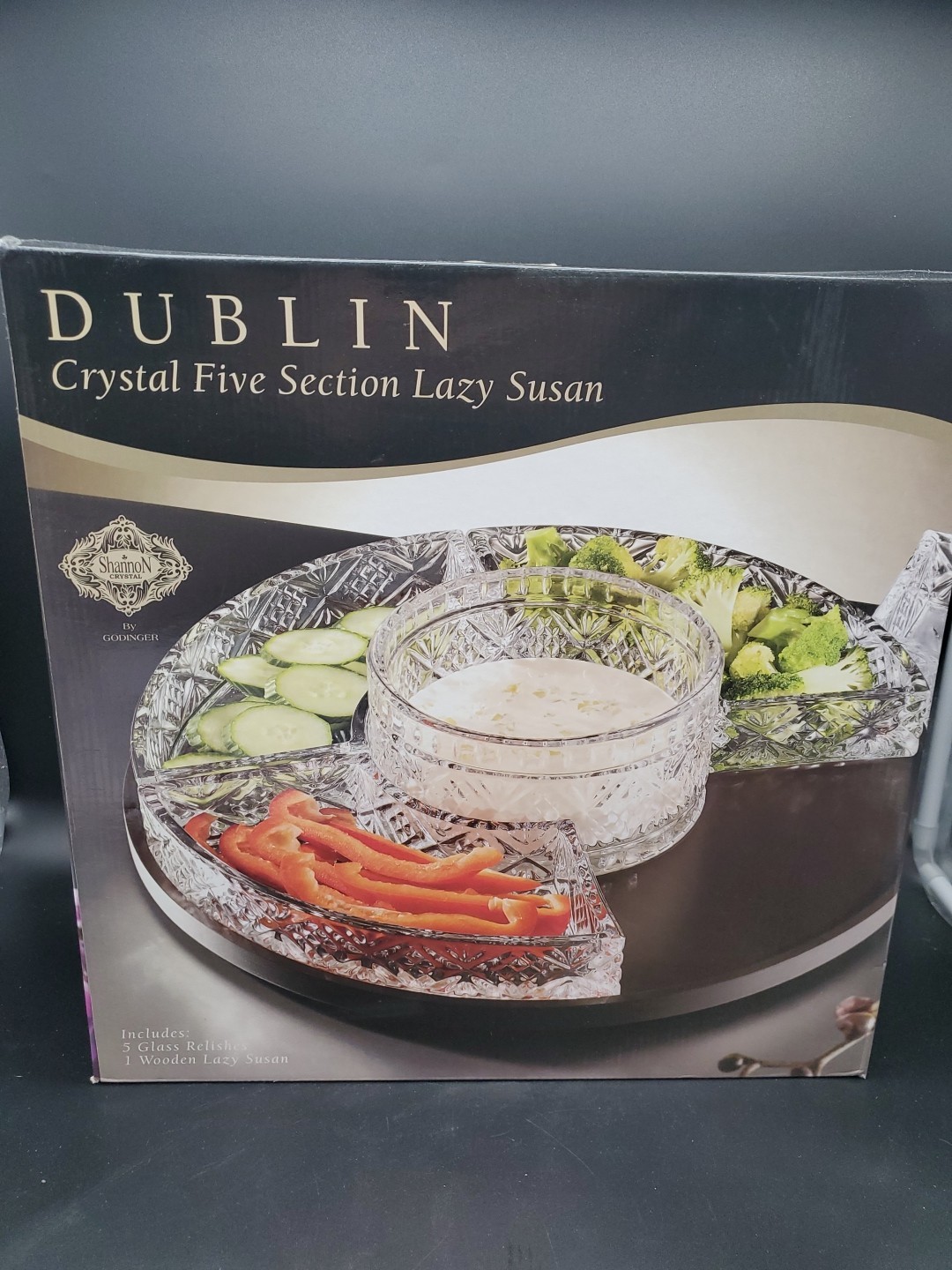 Dublin Crystal Five Section Lazy Susan Shannon Crystal By Godinger New