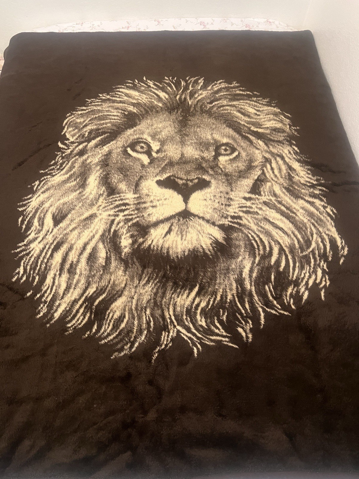 VINTAGE SAN MARCOS LION BLANKET HARDER TO FIND LARGE PRINT 60”x64”