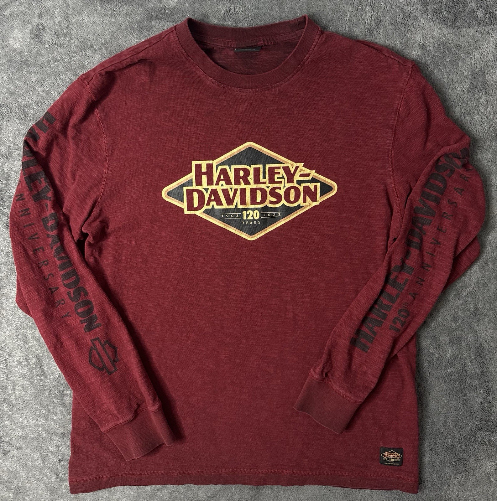 Harley-Davidson 120th Anniversary Long Sleeve Shirt Mens Large Merlot Red