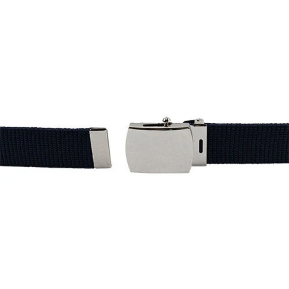 GENUINE U.S. AIR FORCE BELT: BLUE COTTON WITH MIRROR BUCKLE AND TIP - FEMALE