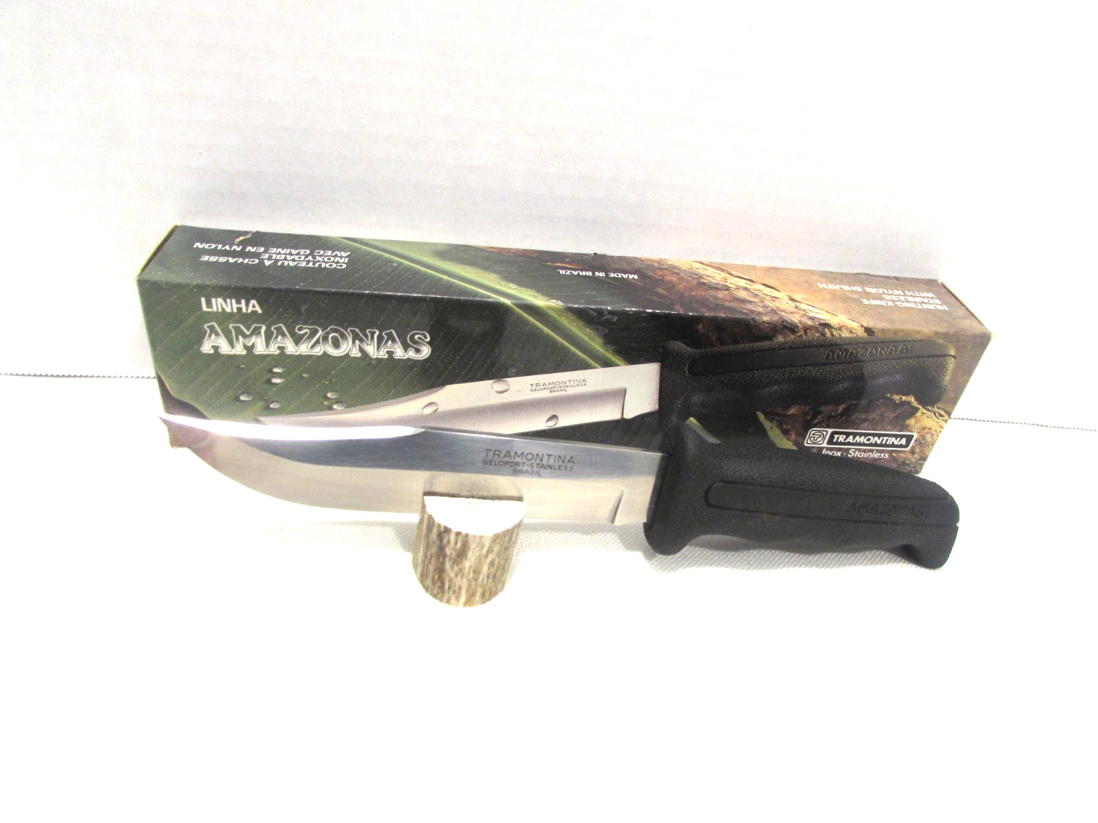 Tramontina Brazil 2524 Inox Hunting Knife Fixed Blade Knife w/Nylon Sheath NIB
