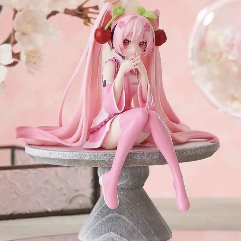 Sakura Hatsune Miku Pink Cherry Blossom Dress PVC Anime Figure Kawaii Girl Model