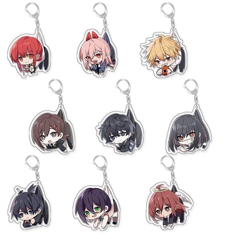 Random Style Chainsaw Man Acrylic Chibi Keychain Anime Gift Bag Charm