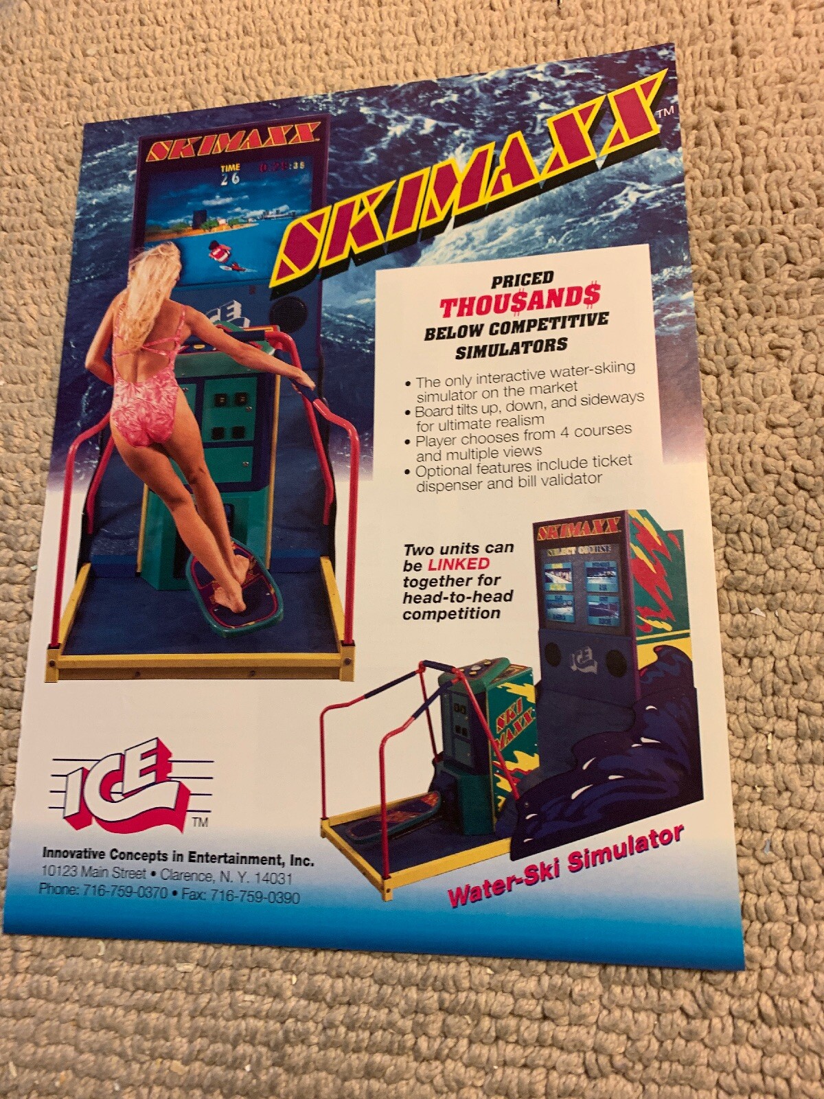 original 11-8 1/4” Ski Max Ice arcade video game FLYER AD