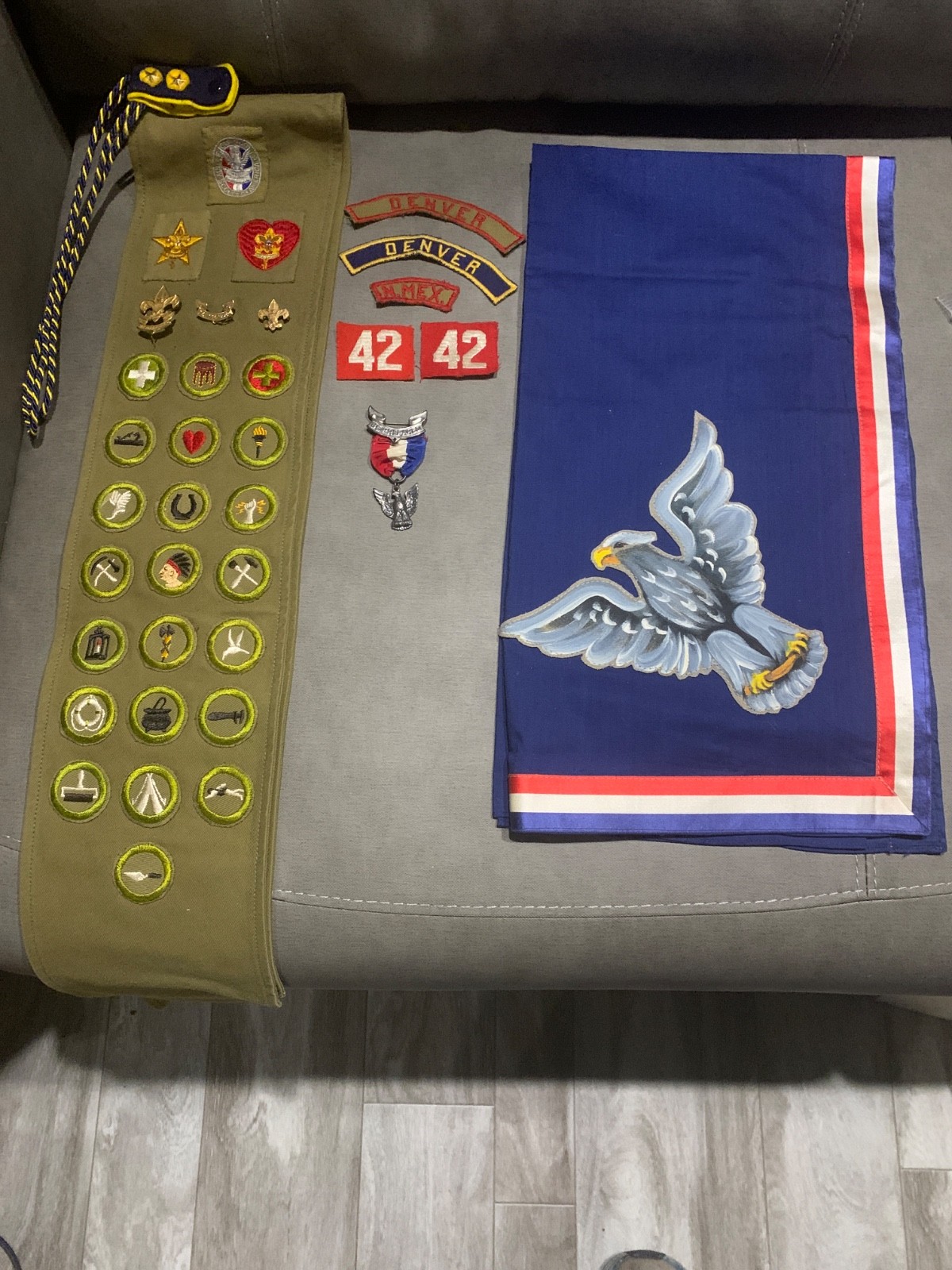 VINTAGE 1970s Troop 42 Eagle Scout Estate Lot - Stange Medal, Sewn Ban VINTAGE 1970s Troop 42 Eagle Scout Estate Lot - Stange Medal, Sewn Ban