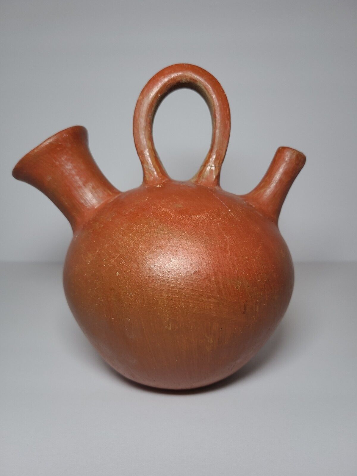 Vintage  Pottery Double Spout Terracotta Clay Water Vessel