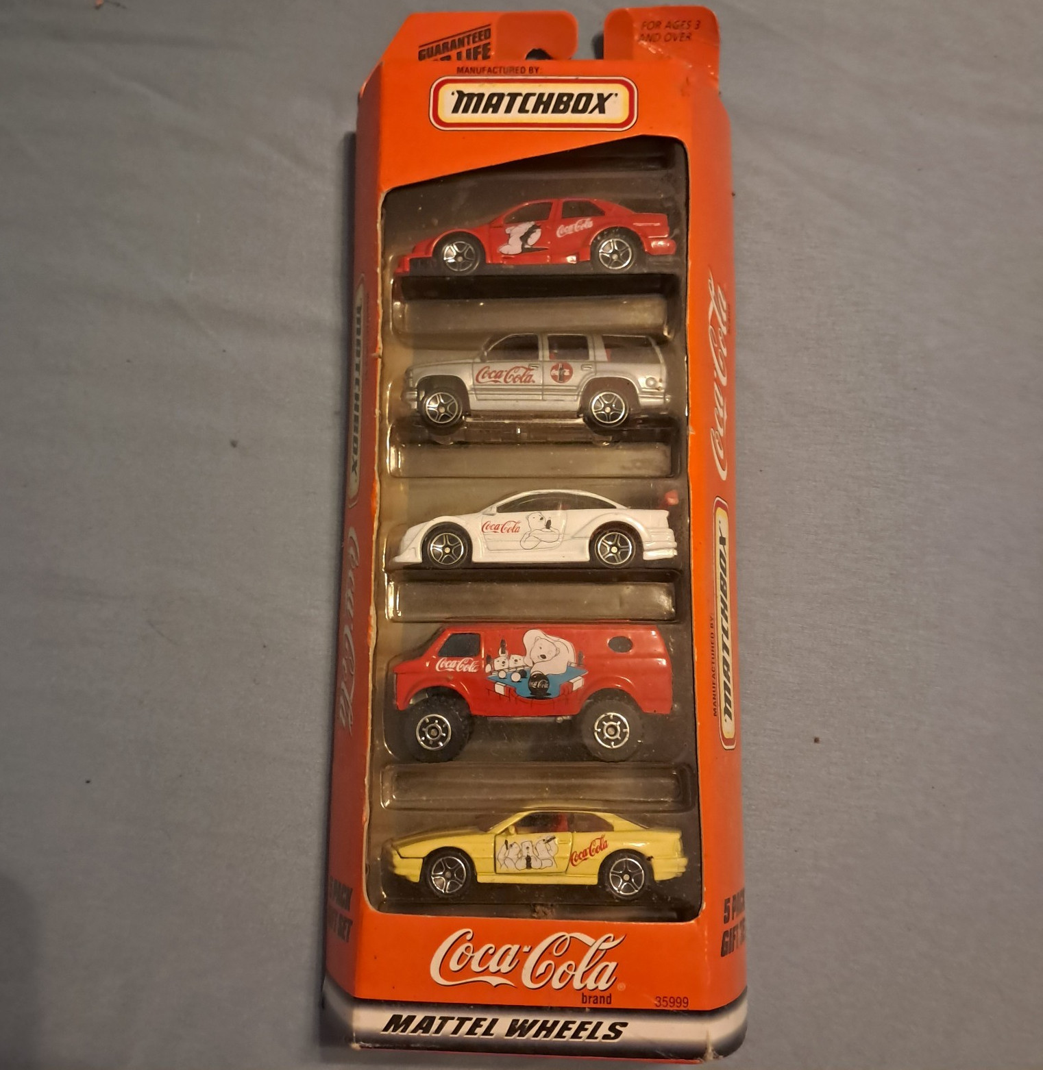 Coca-Cola Matchbox Mattel Wheels 5-Pack Multicolor Diecast Vehicles