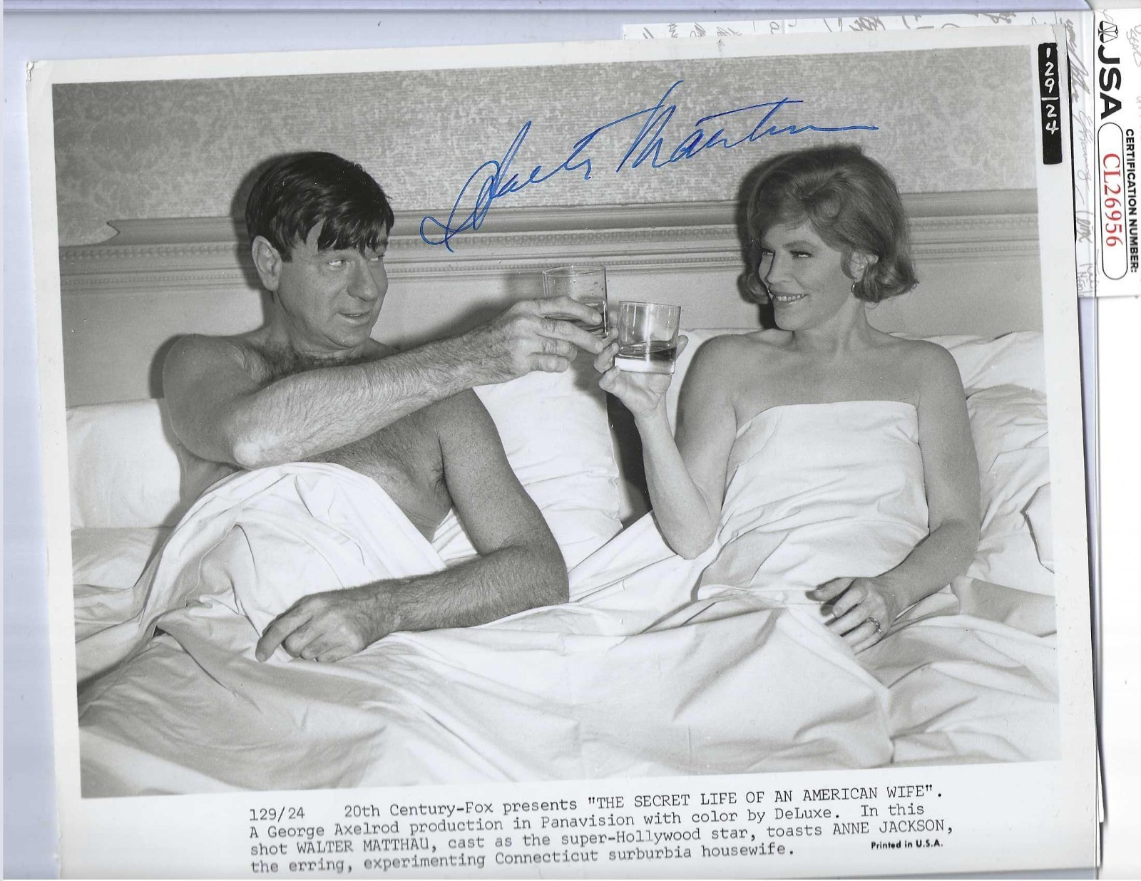 Walter Matthau Autographed 8x10 Photo TV Movie Star Odd Couple Actor JSA COA