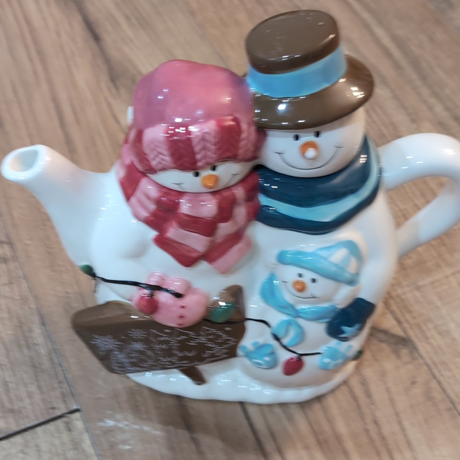Houston Harvest Snowman Ceramic Glazed Novelty Teapot Christmas Winter 31297