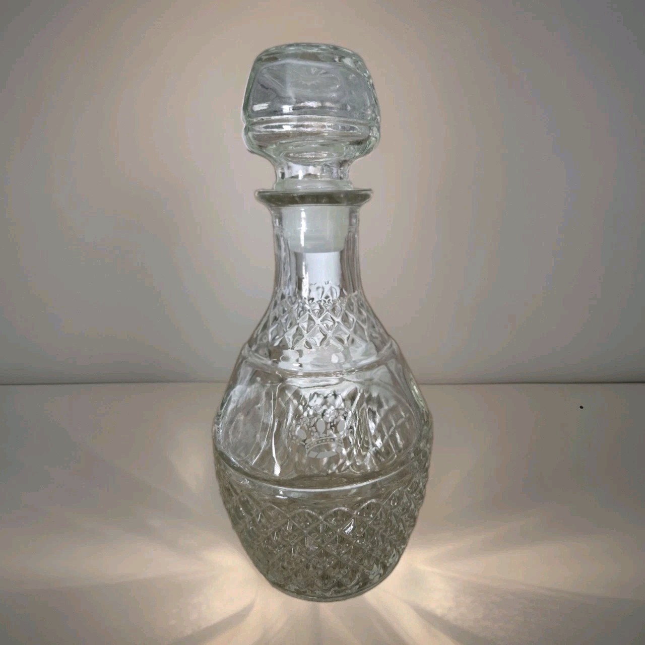 Vintage Princess House Heritage Crystal Decanter Crown Grapes Glass Stopper