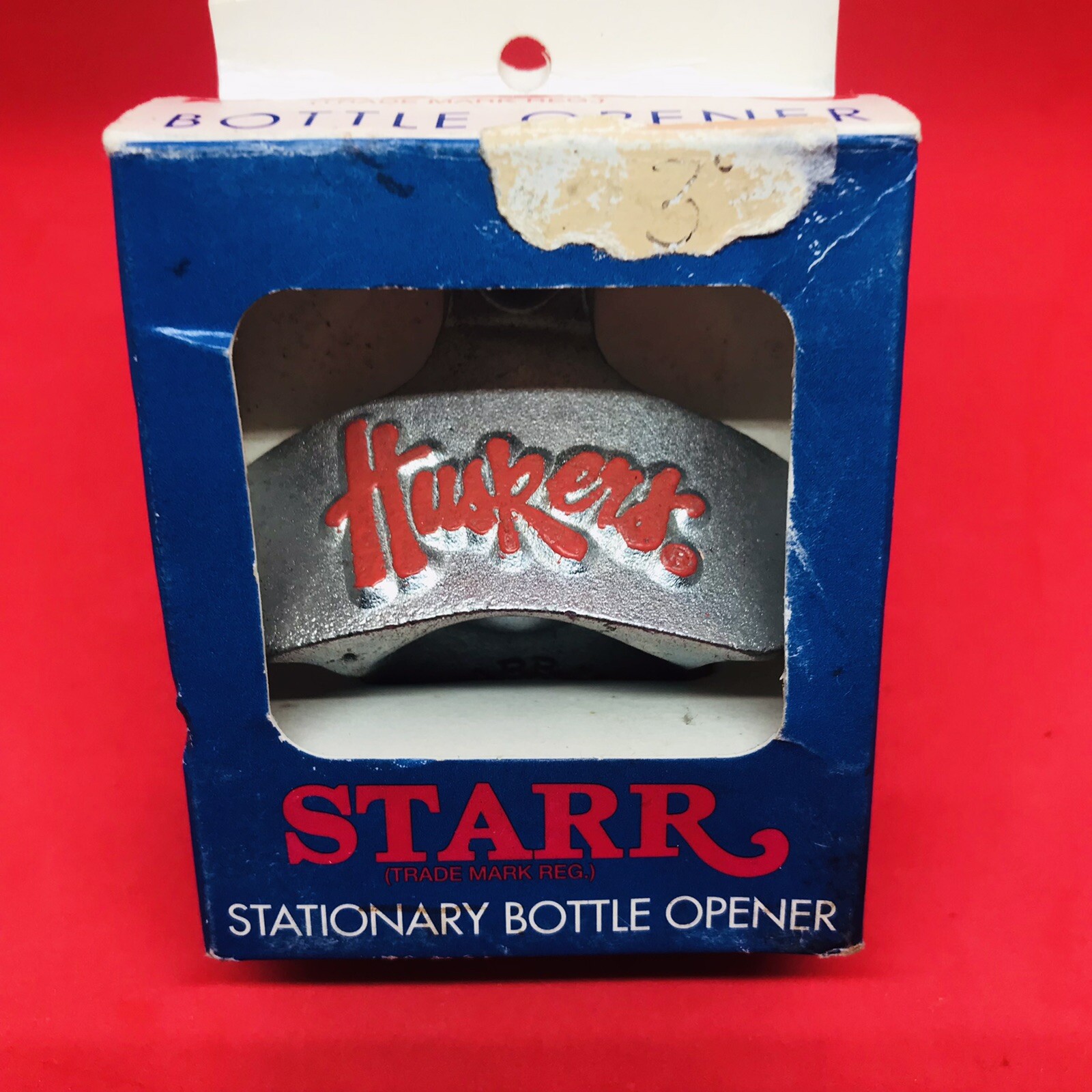 Vintage~NOS~Starr Nebraska Huskers Metal Wall Mount Bottle Opener New in Box