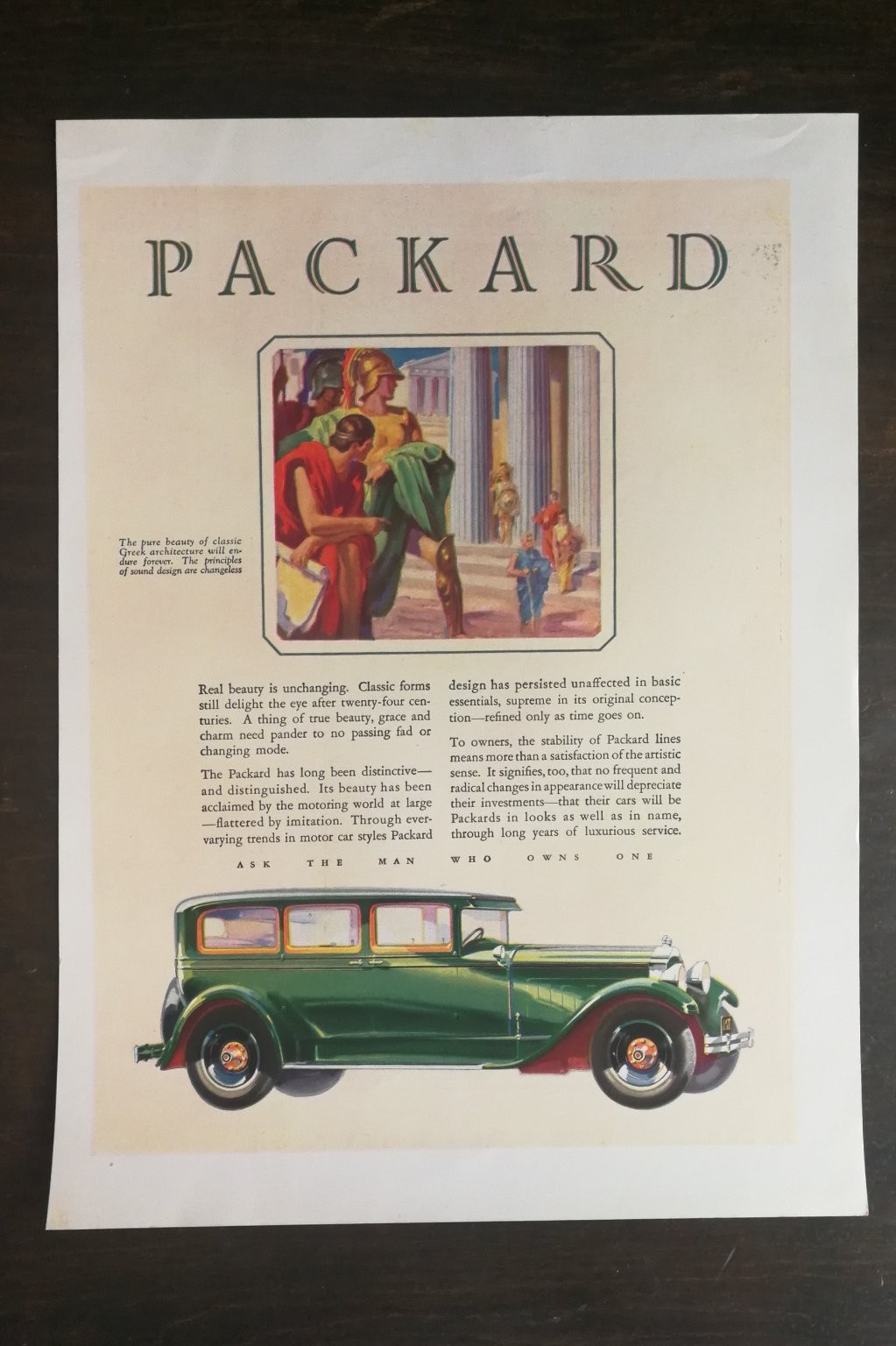 Packard Vintage Print Ad 1920s-30s Classic Car Art Deco Automobile Ad Page