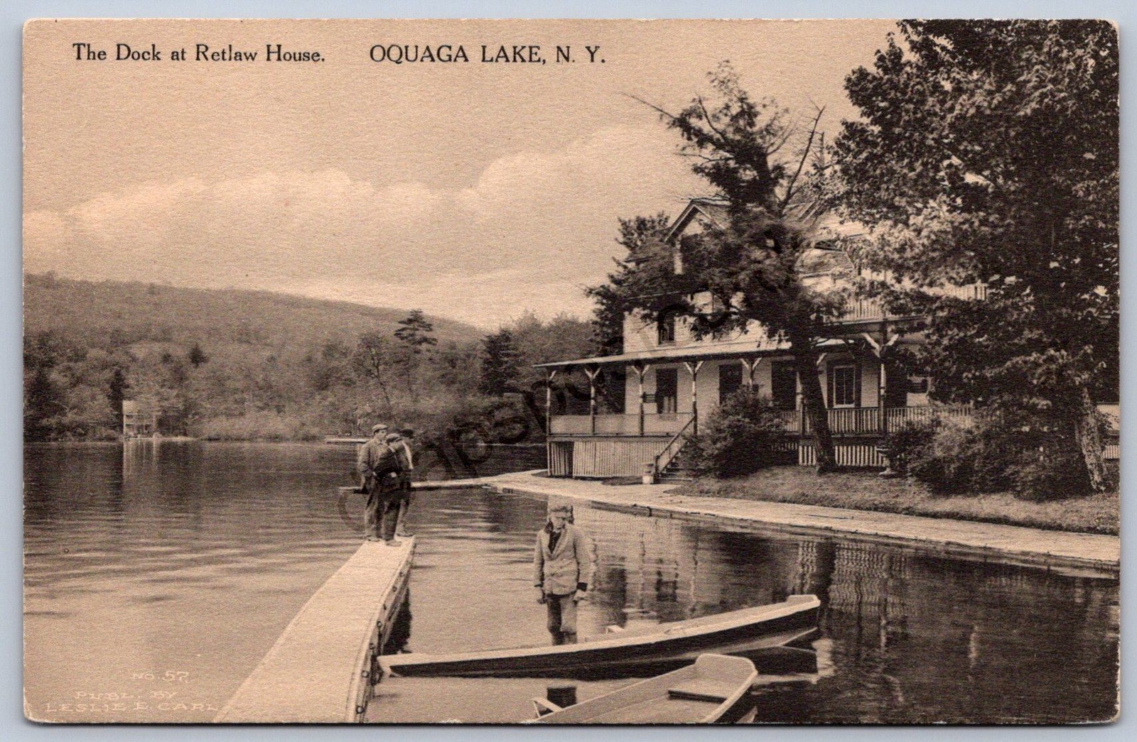 K32/ Oquaga Lake New York Postcard c1910 The Retlaw Dock Boat Deposit 541