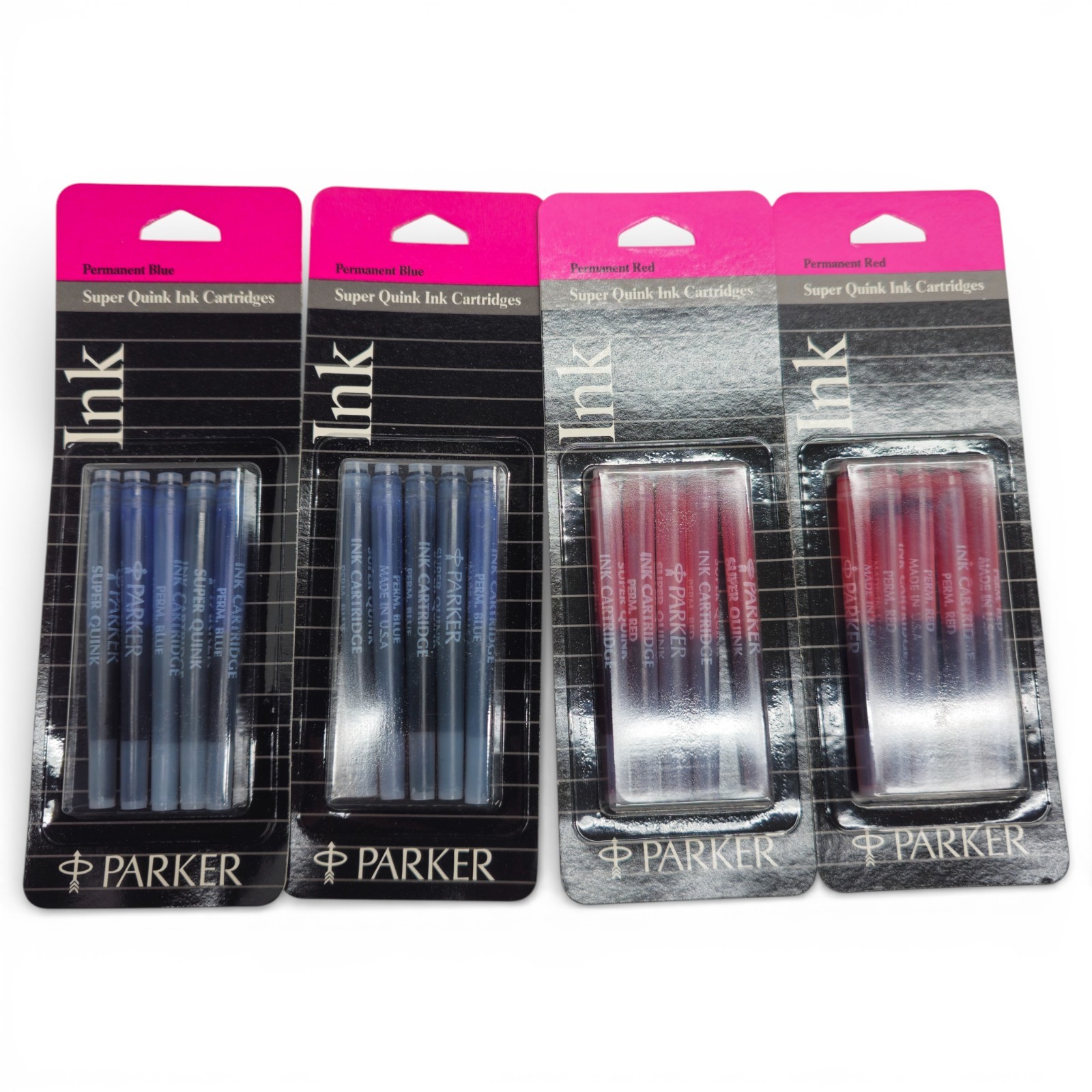 Parker Super Quink Ink Cartridges Lot 4 2 Blue 2 Red NOS Refill 30120 30130