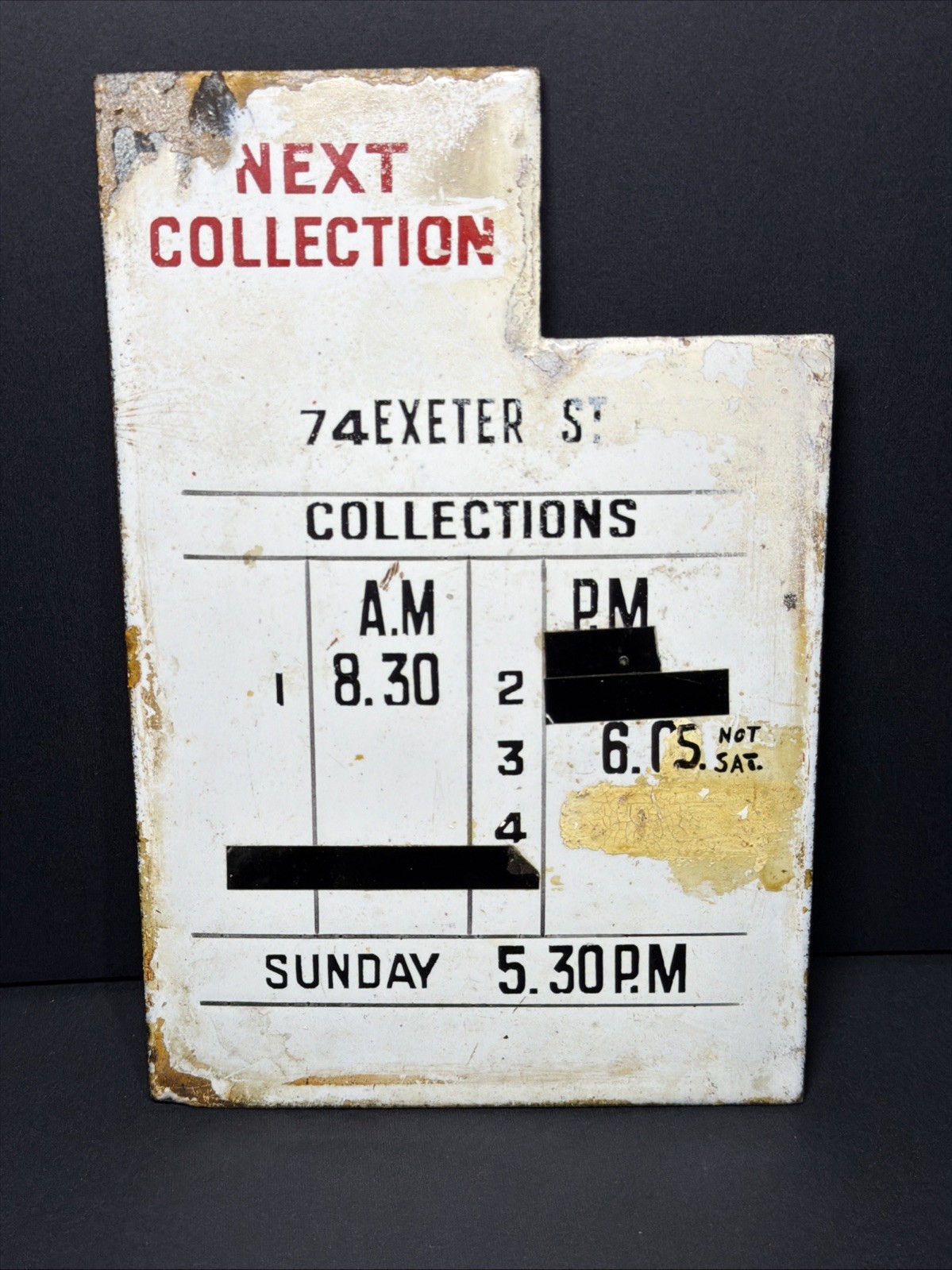 VTG Porcelain British Postal Collection 8x5” Sign 74 Exeter St UK England RARE