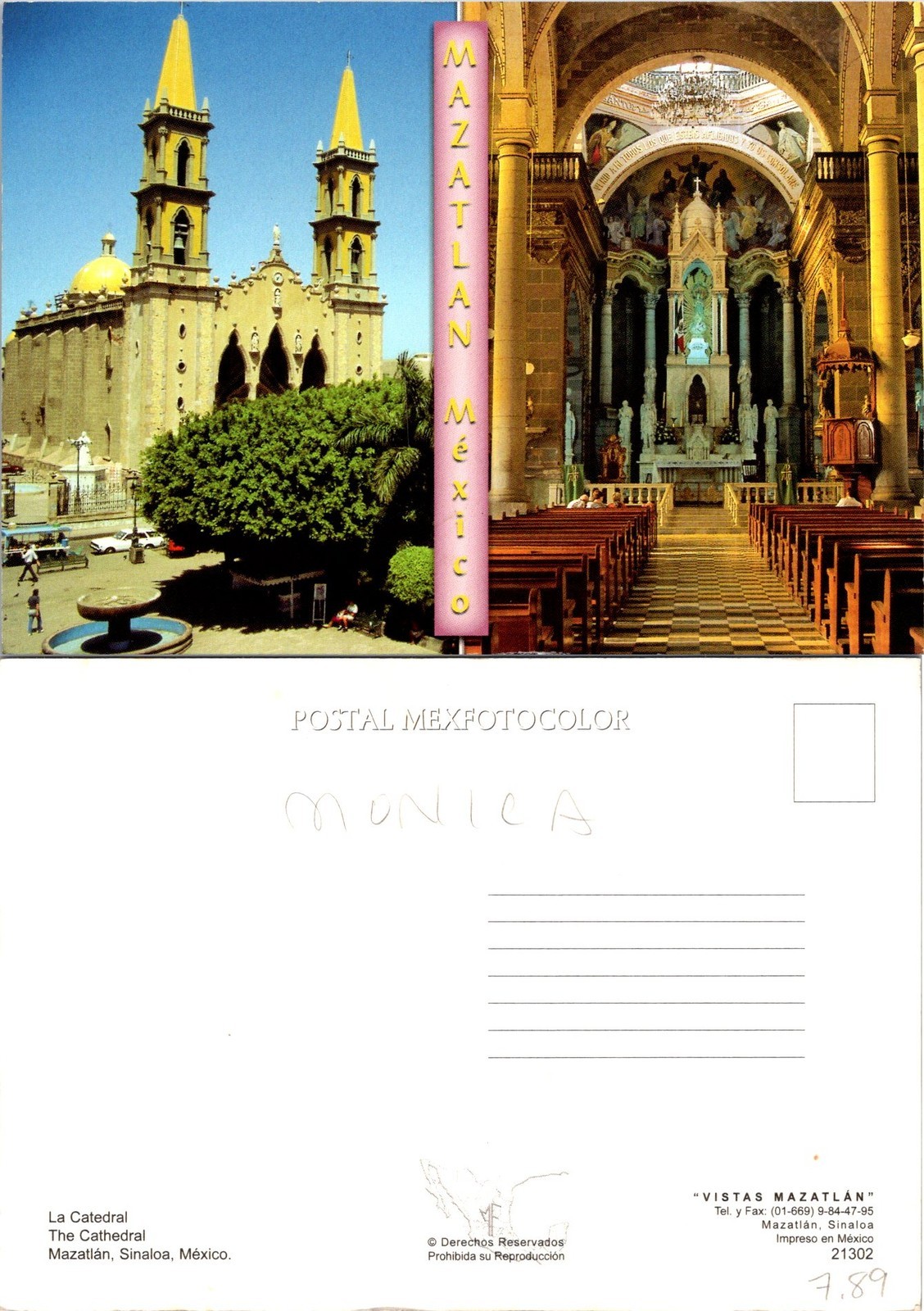 Mazatlan, Sinaloa, Mexico La Catedral The Cathedral Church Postcard 70122