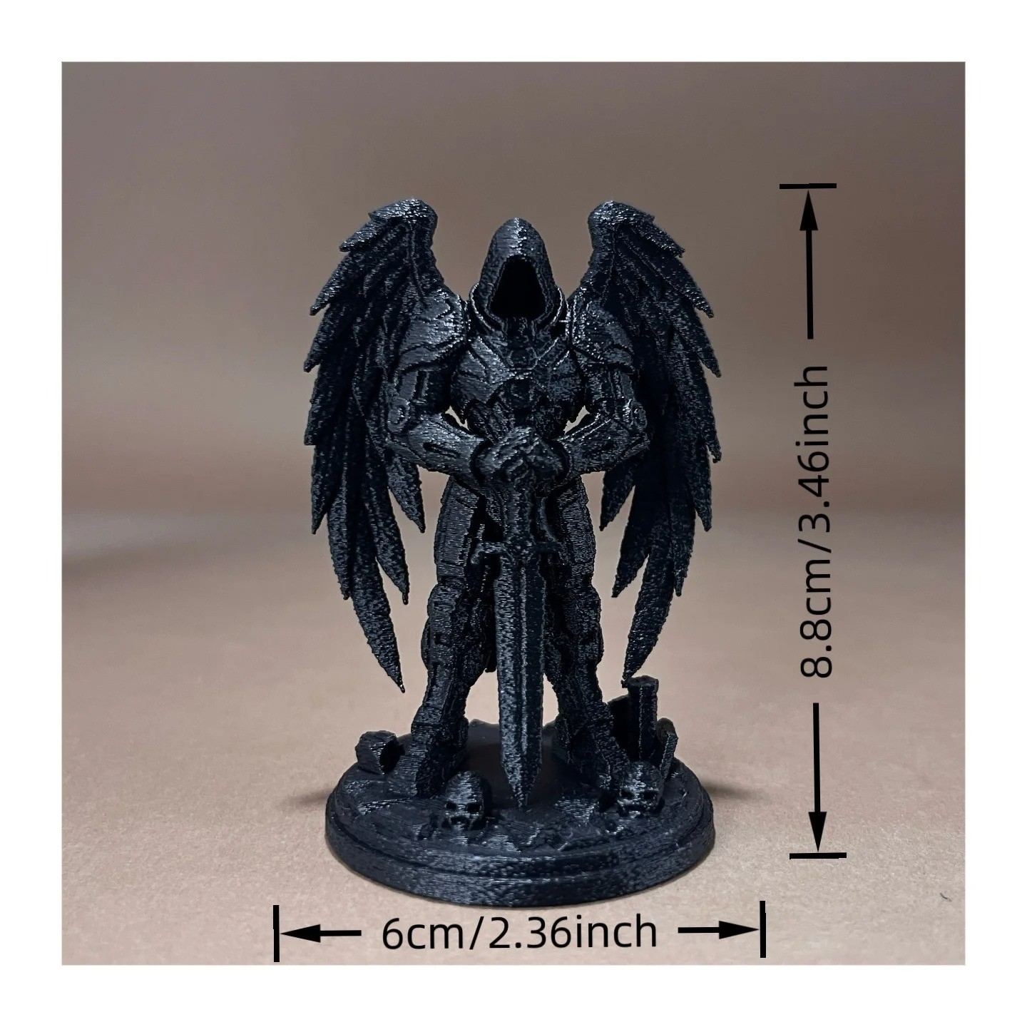 3D Printed Dark Battle Angel Fantasy Figurine PLA DIY Paintable Model Ornament