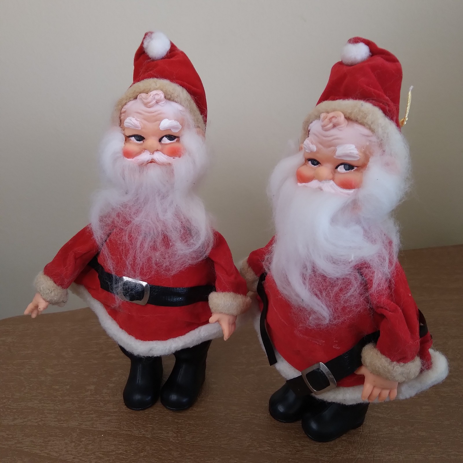 Vintage Santa Claus (Lot of 2) Plastic Face about 8\