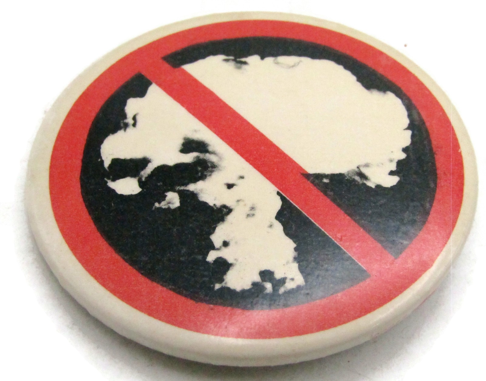 Vintage Anti-Nuclear Mushroom Cloud Protest Pinback Button Pin