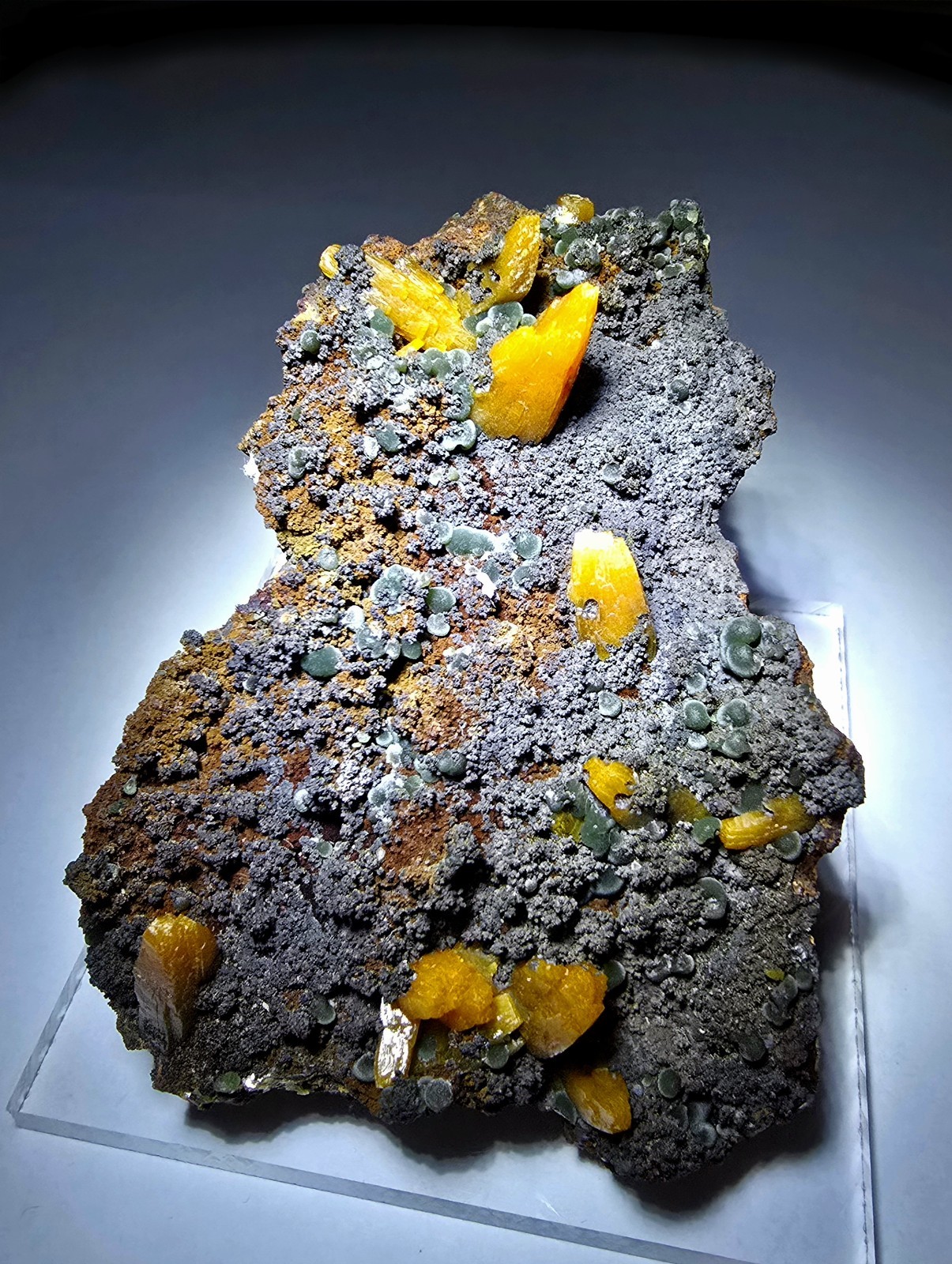 SWEETCombo Yellow Wulfenite Green Mimetite crystals Ojuela mine Mexico G2U