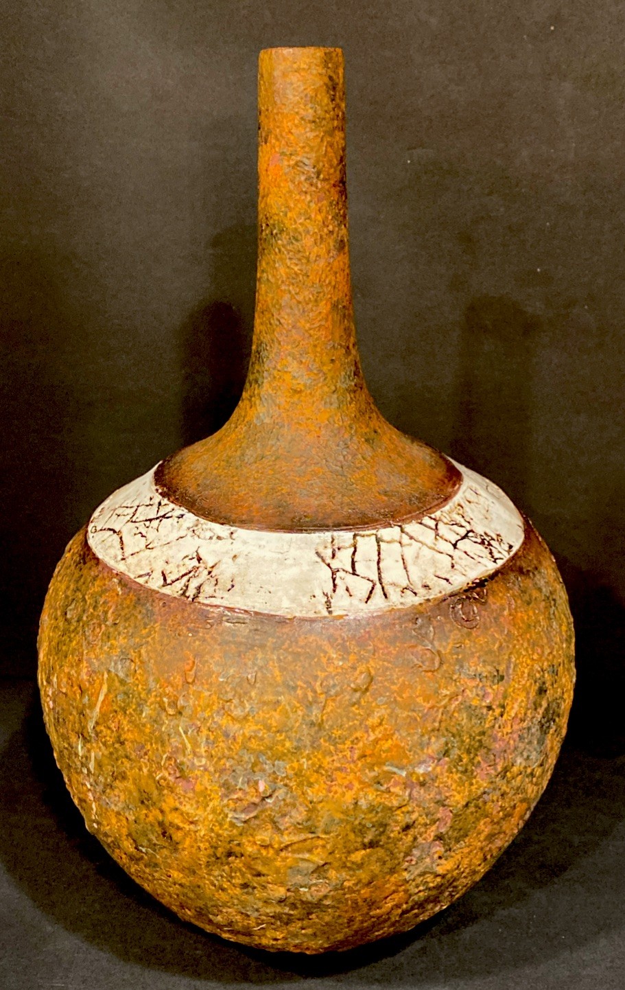 VTG Studio Art Pottery Bottle Neck Vase MCM 1960’s Scandinavian 10x6”