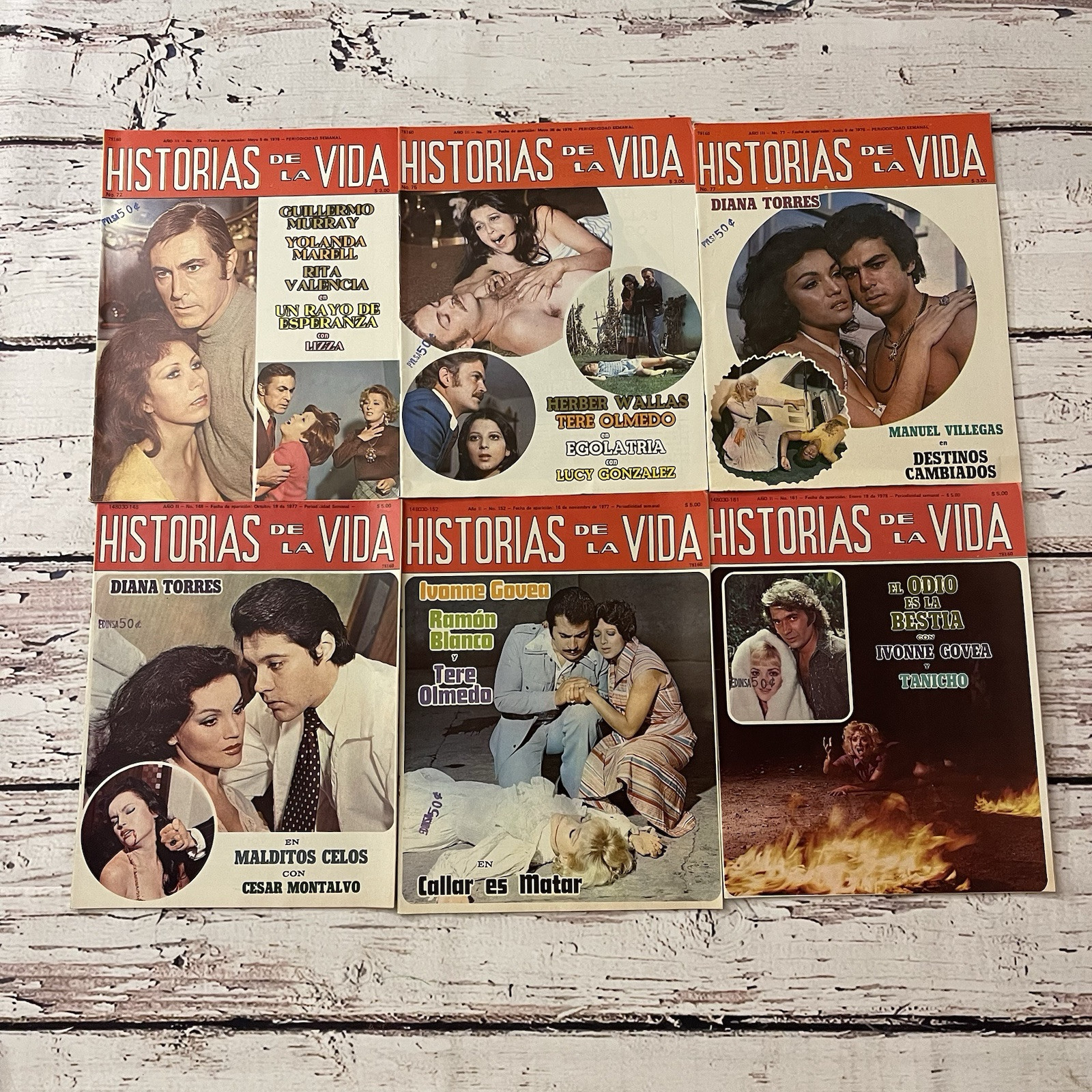 Vintage Historias De La Vida Fotonovela Magazine Mexico 1970s Dramas Lot of 6