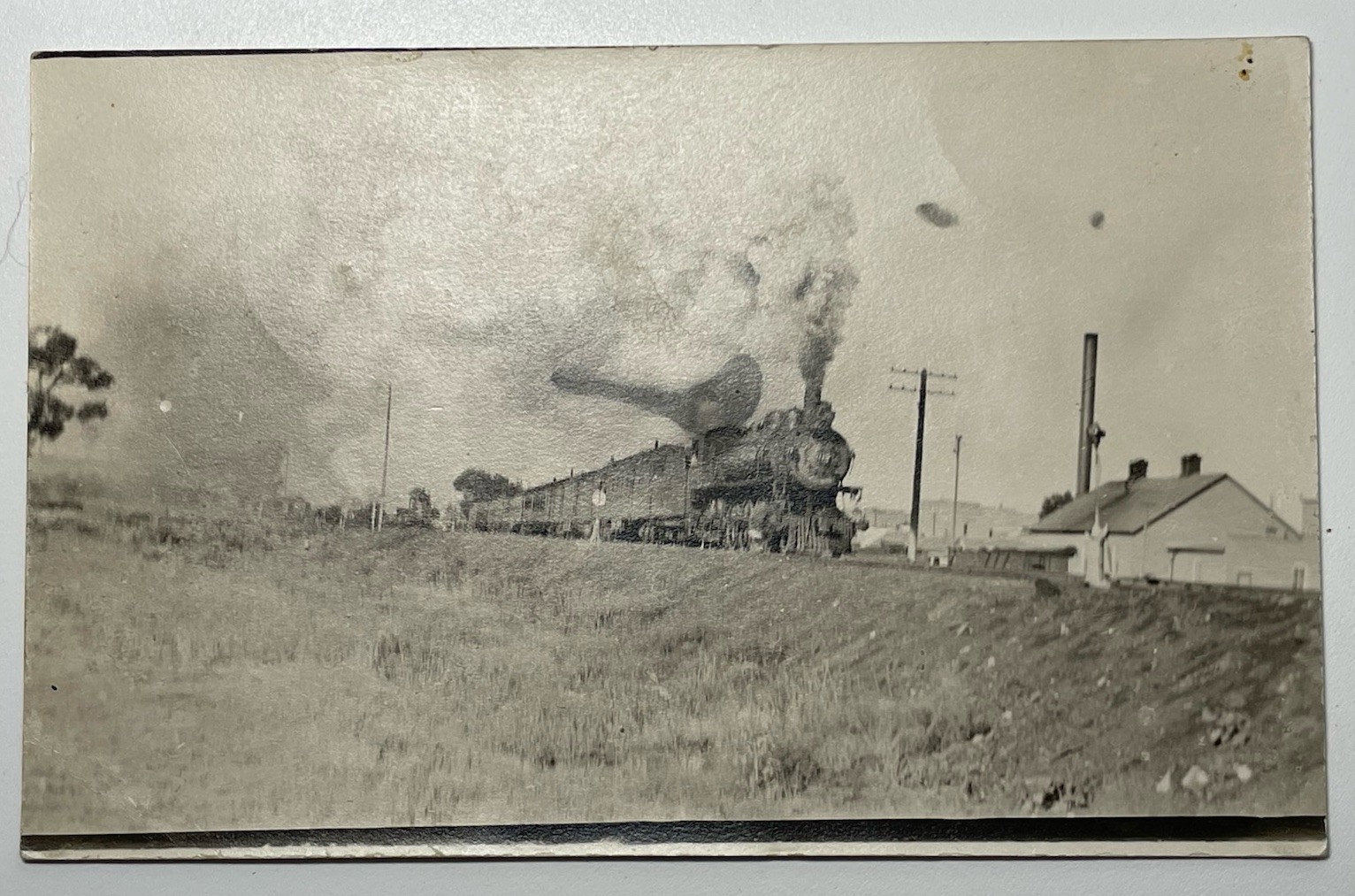 Northern Pacific Railroad Steam Locomotive Forsyth, Montana RPPC 1913 Postcard