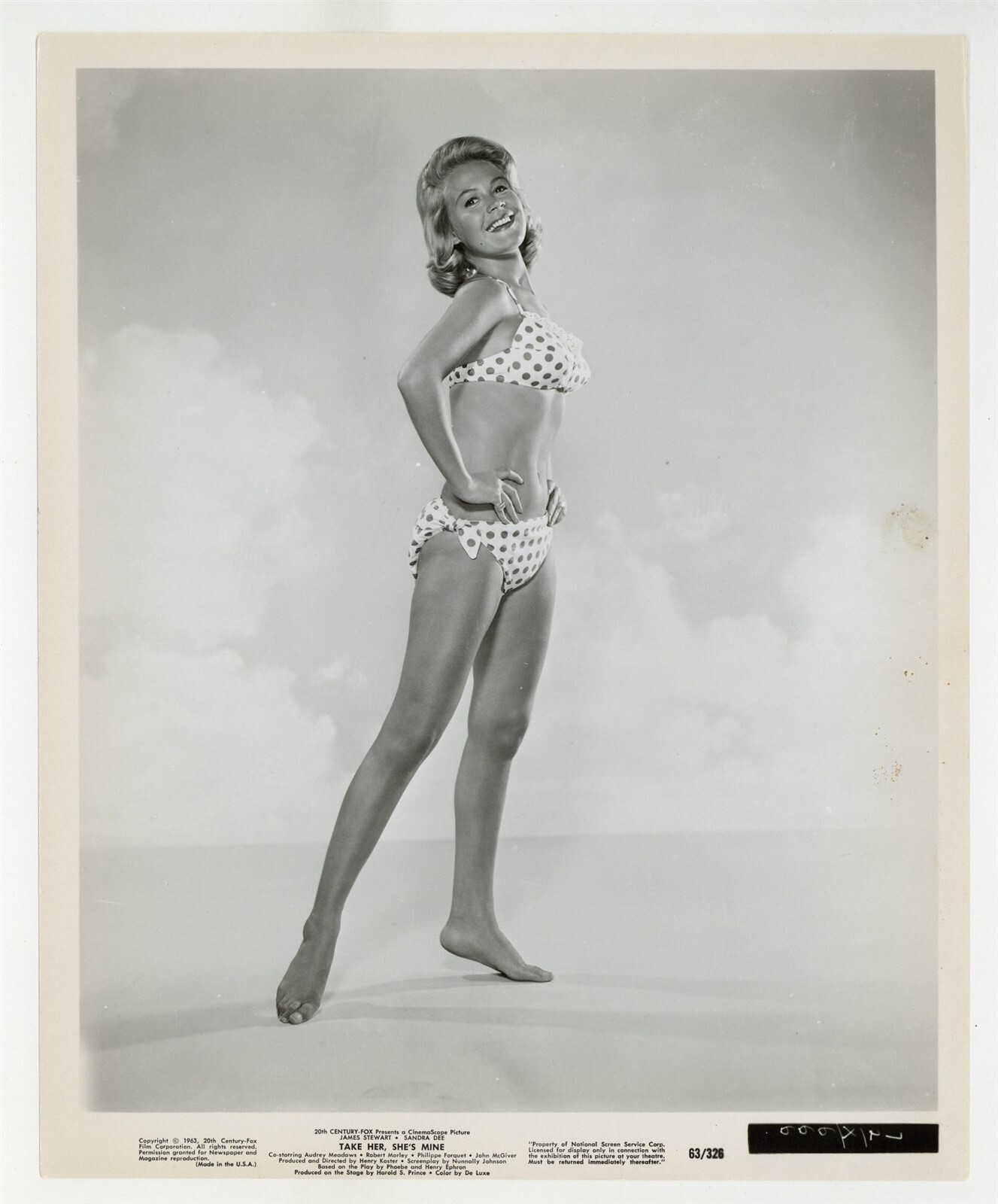 Sandra Dee 1963 Outstanding Swimsuit Portrait 8x10 Original Photo Gidget Bikini