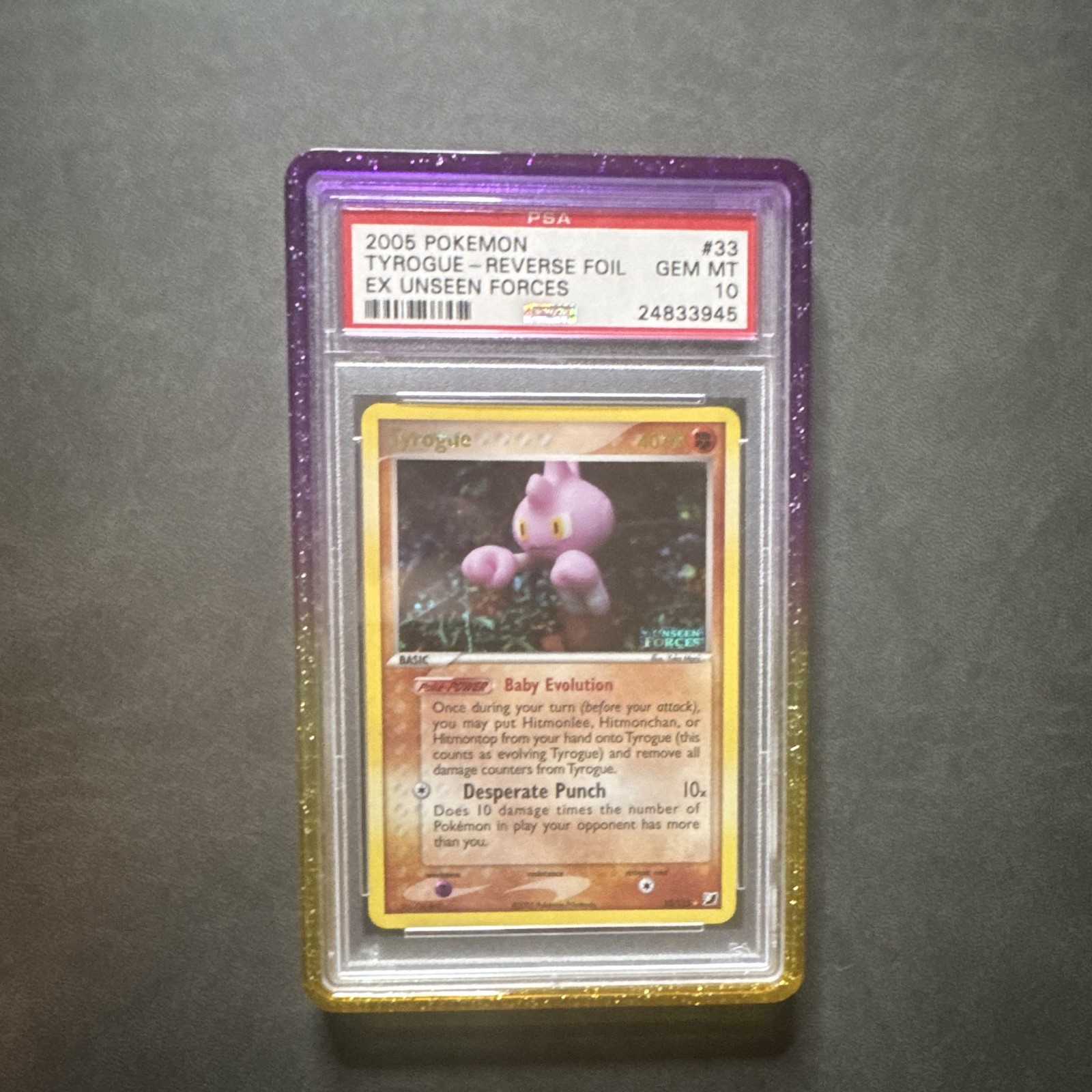 Pokémon 2005 EX Unseen Forces Tyrogue #33 Reverse Foil PSA 10(POP 31)