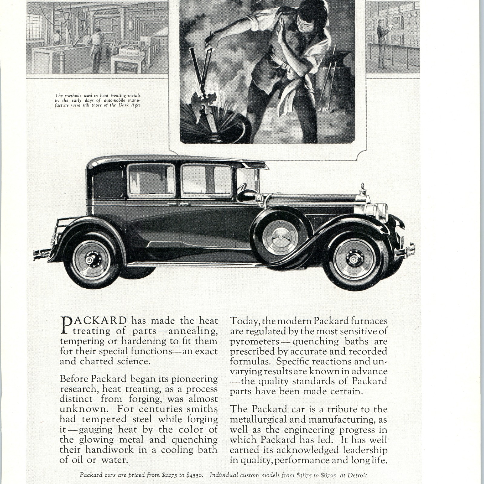 1928 Packard Sedan Car Print Ad Heat Treating Metallurgical Detroit $2275-$8975