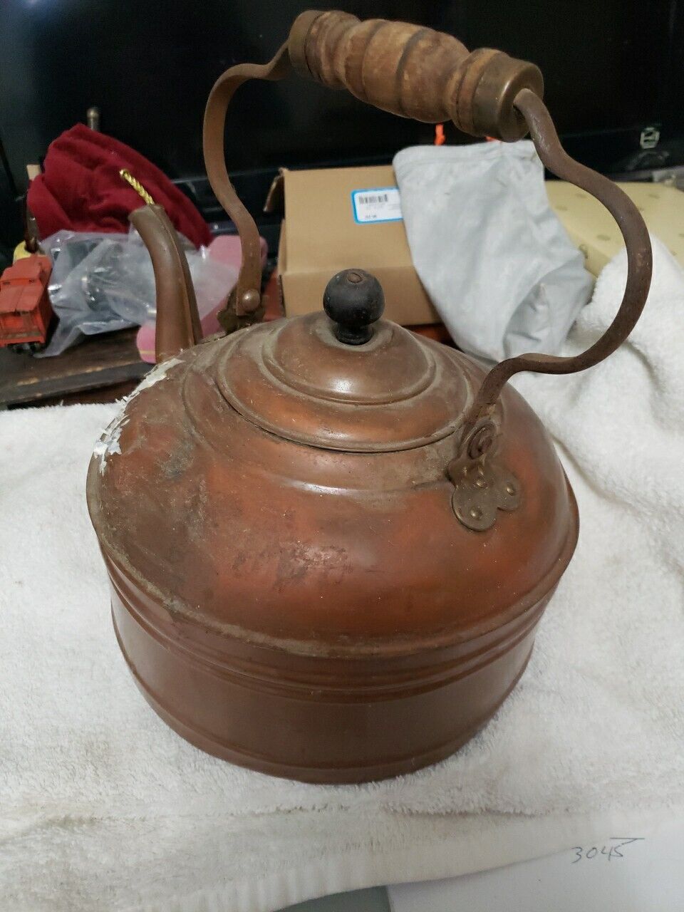 Vintage Rome Extra Large Copper Tea Pot Kettle with Handle & Lid