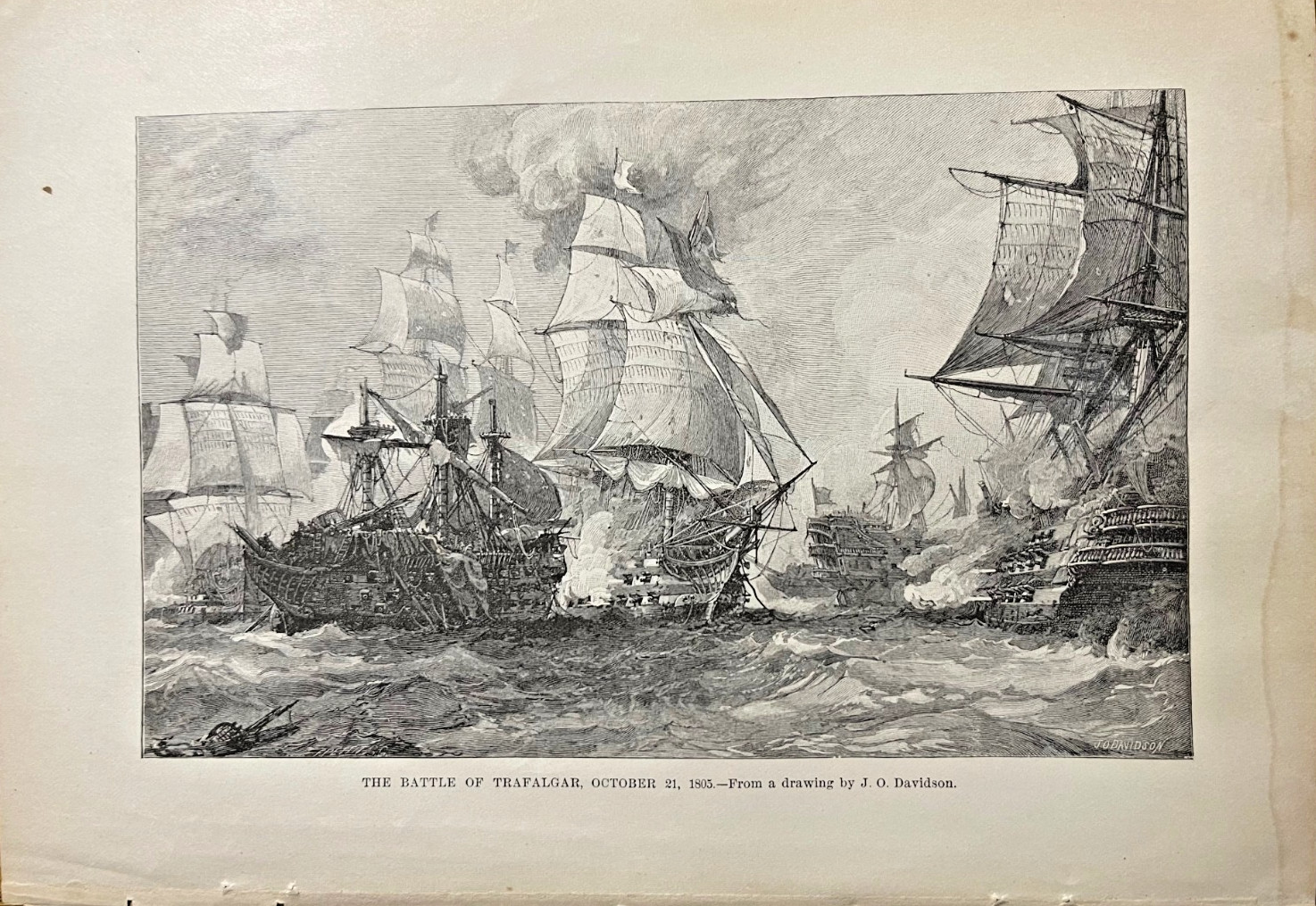 1886  J. O. Davidson Illustration Battle of Trafalgar